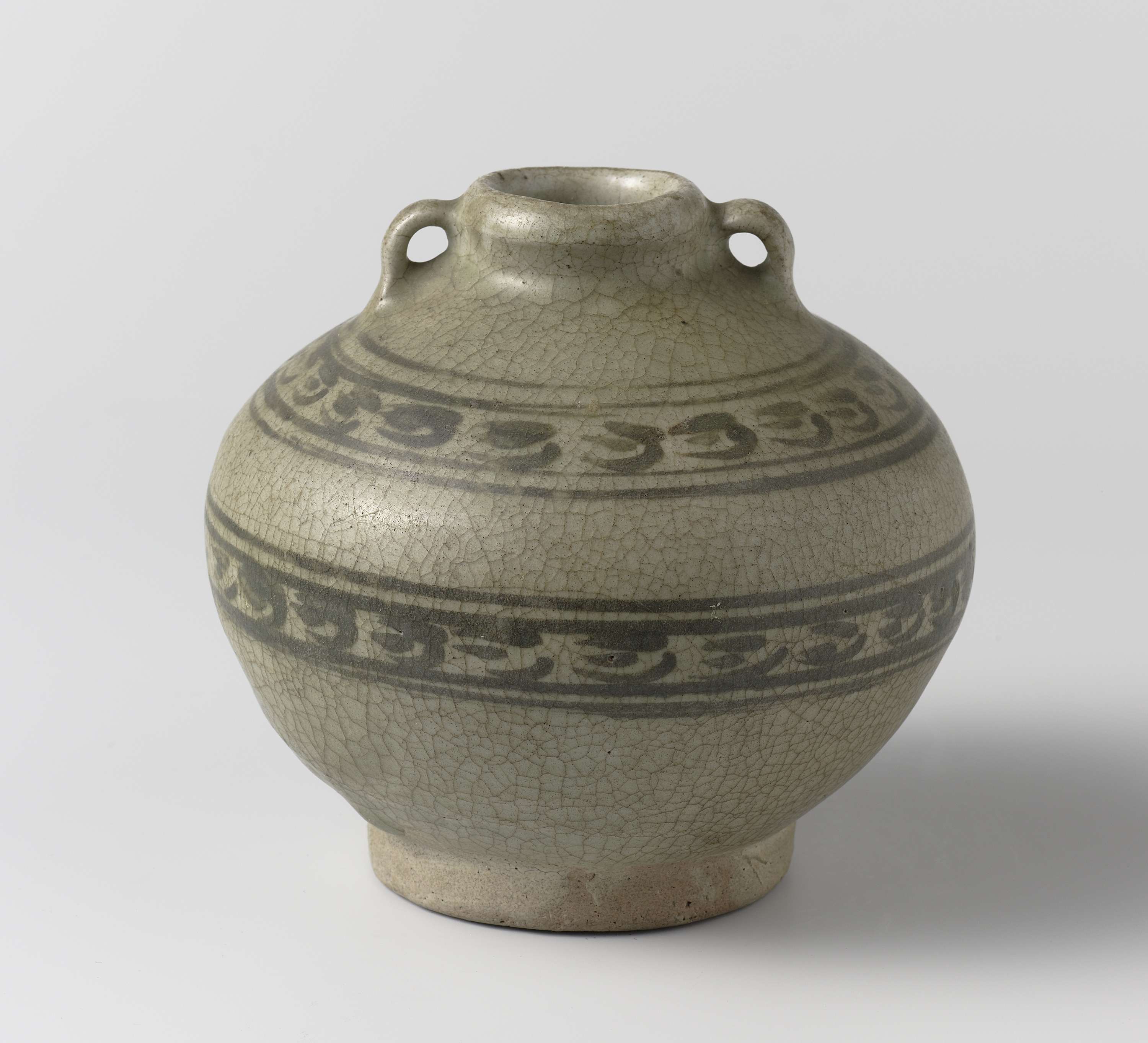 Ceramic jar with intricate ornamental borders by Unknown Artist