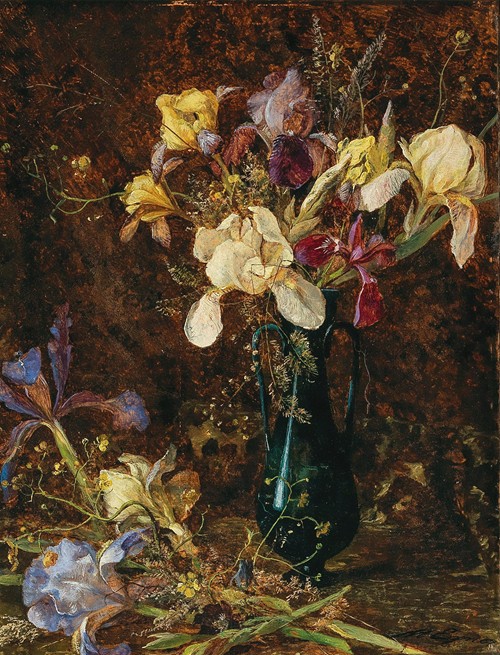 A beautiful painting of irises by Marie Egner.