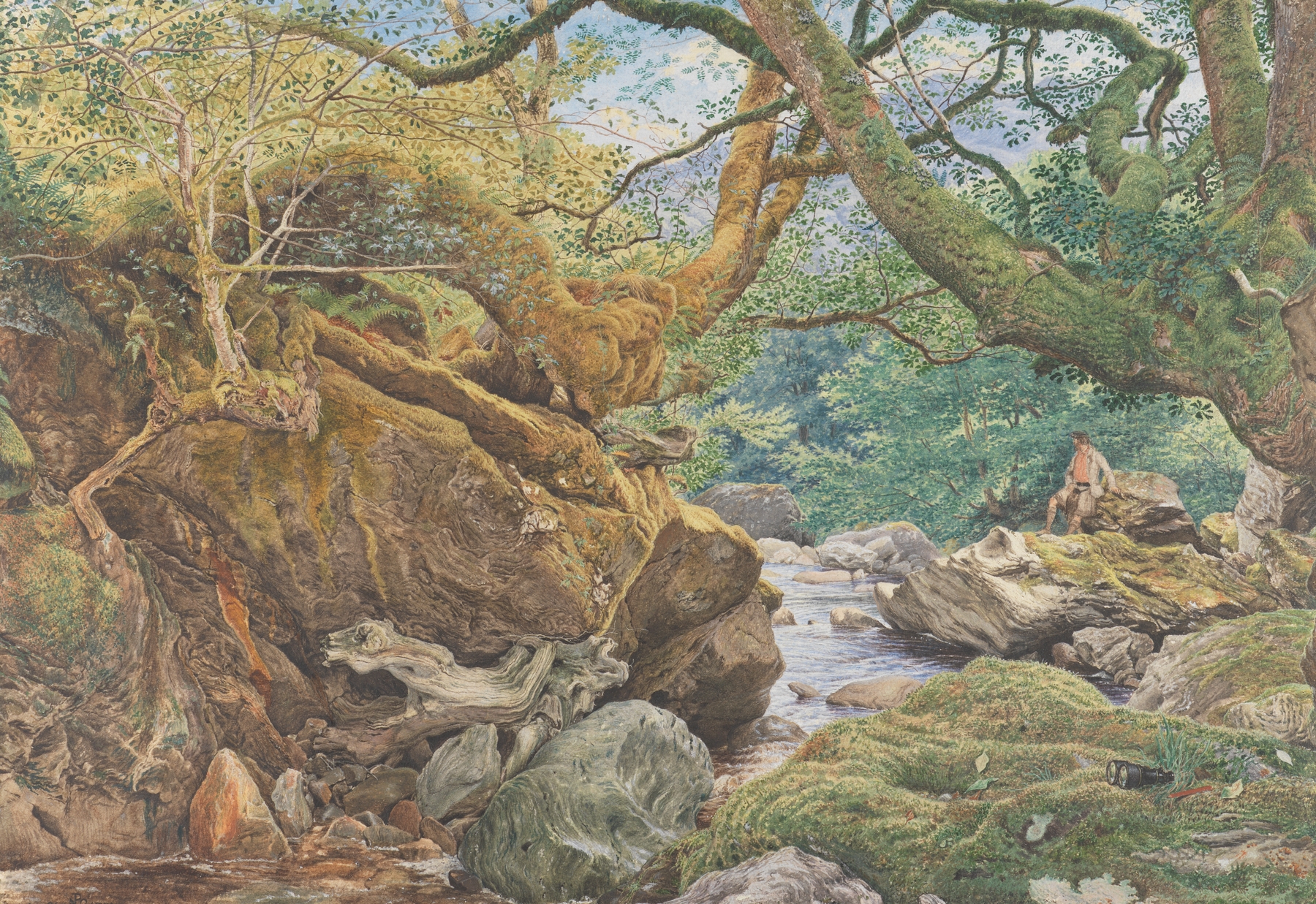 Oil painting by Sir Joseph Noel Paton depicting hills and a loch.