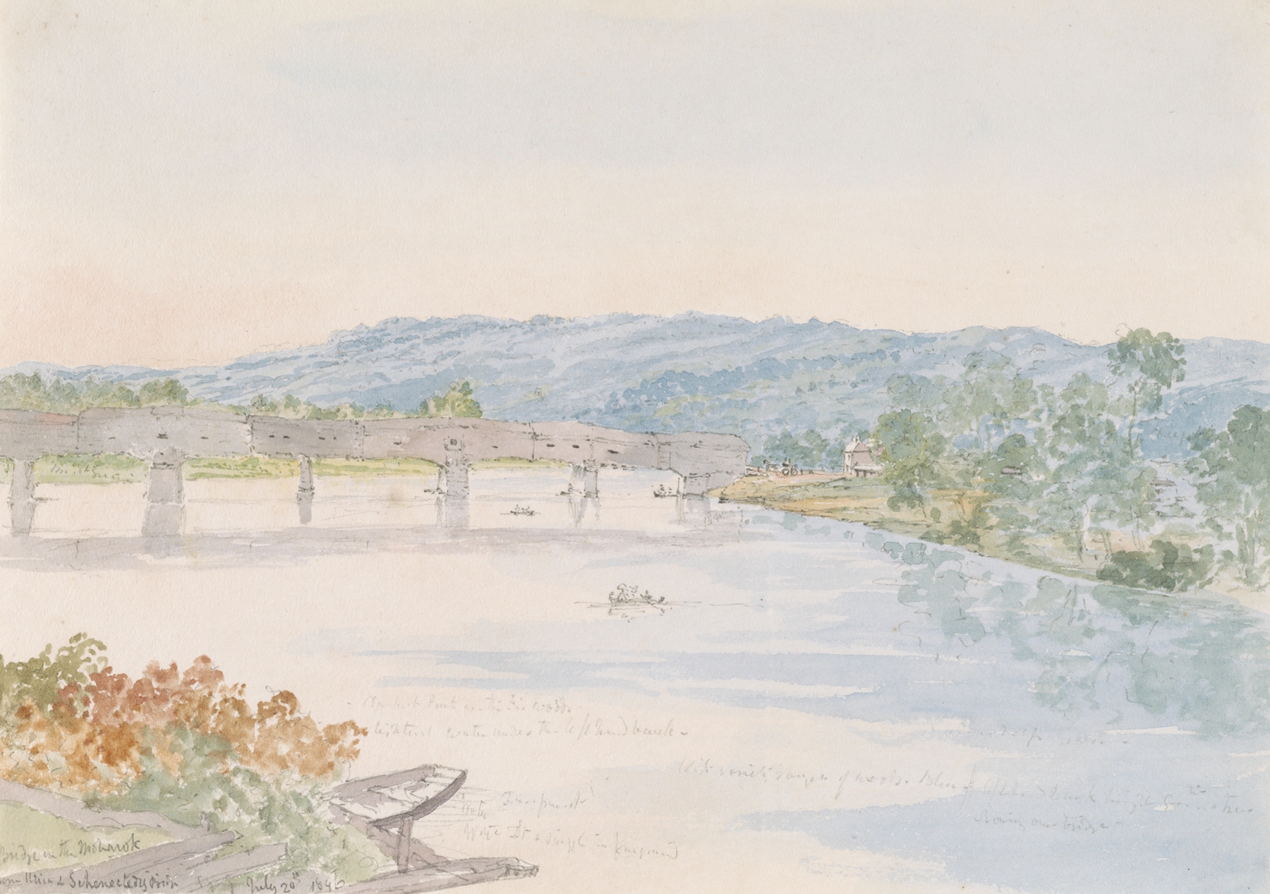 Wooden bridge over the Mohawk River by Michael Seymour