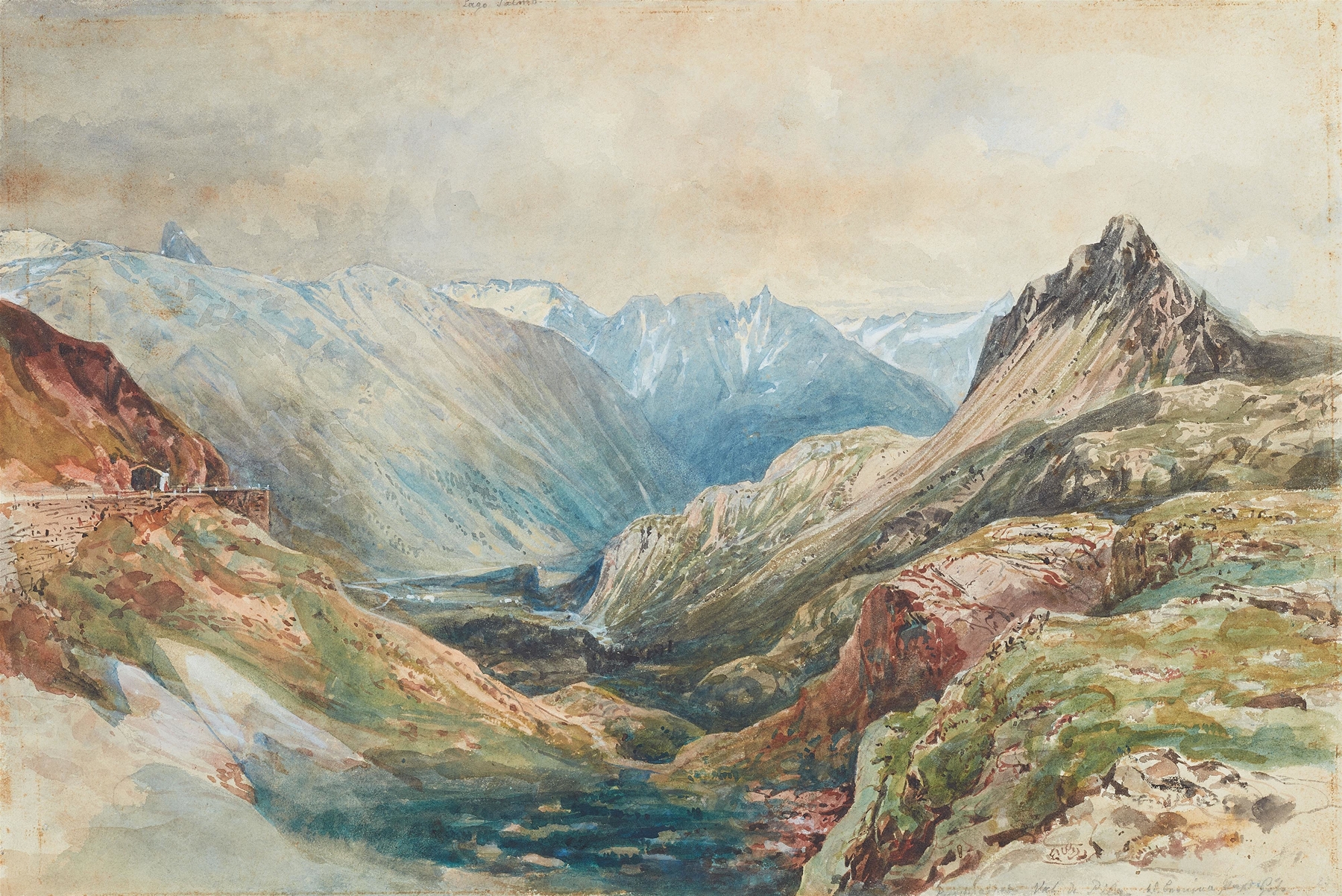 Aussicht vom Berninapass ins Poschiavotal, by Thomas Ender, public domain