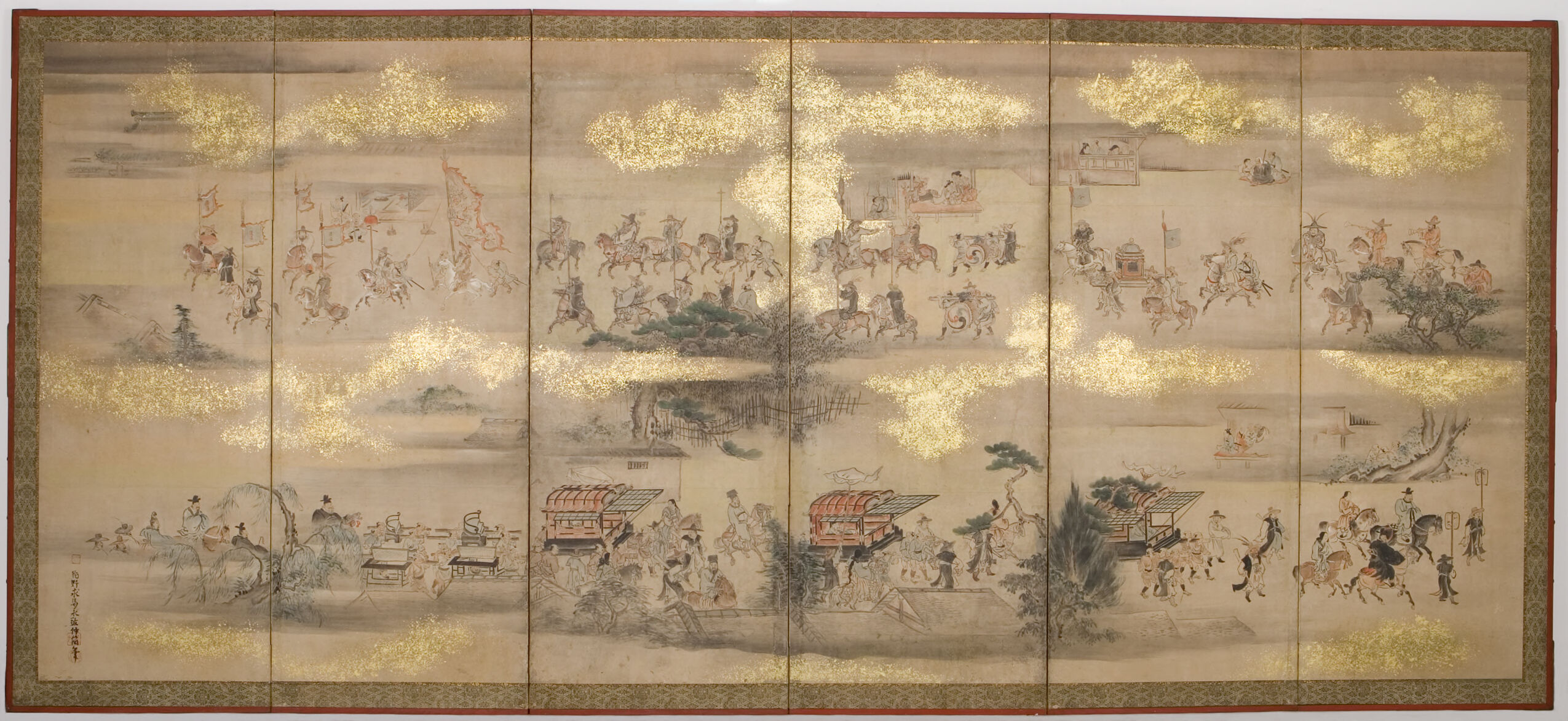 Procession of a Korean Envoy by Kano Eikei, paper, depicting a vibrant historical procession with figures.