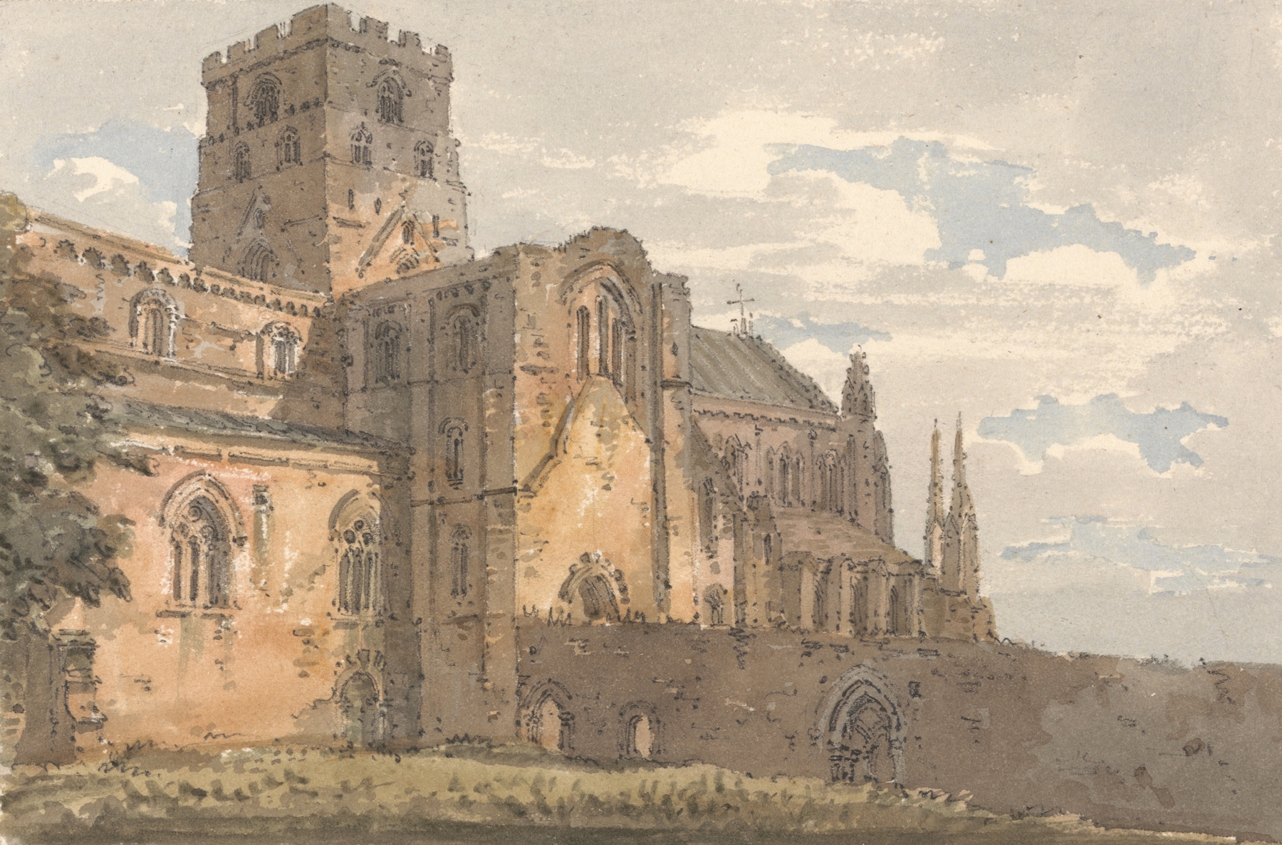 Carlisle Cathedral, Cumberland, from the South-west, by Thomas Girtin, public domain