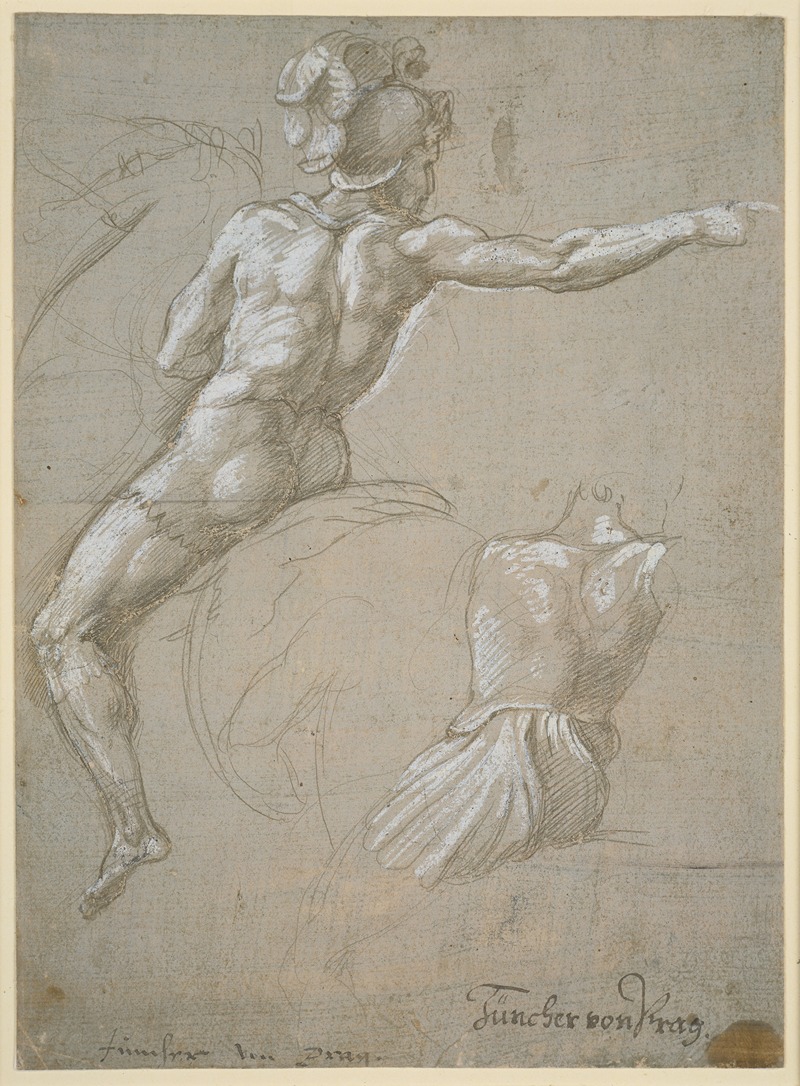 A study of a warrior on horseback by Raphael, showcasing his skill in depicting movement and anatomy.