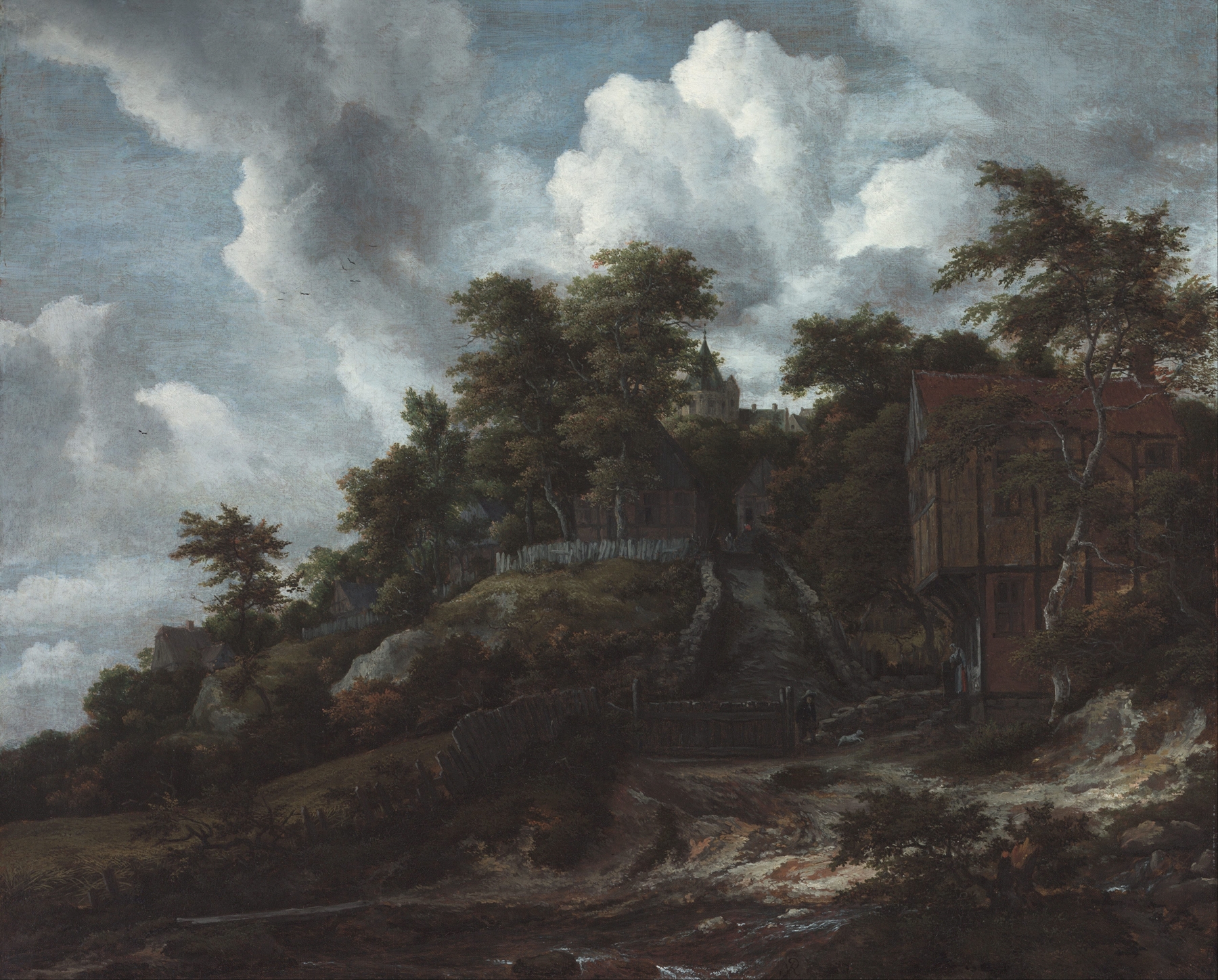 Wooded hillside with a view of Bentheim Castle, by Jacob van Ruisdael, public domain