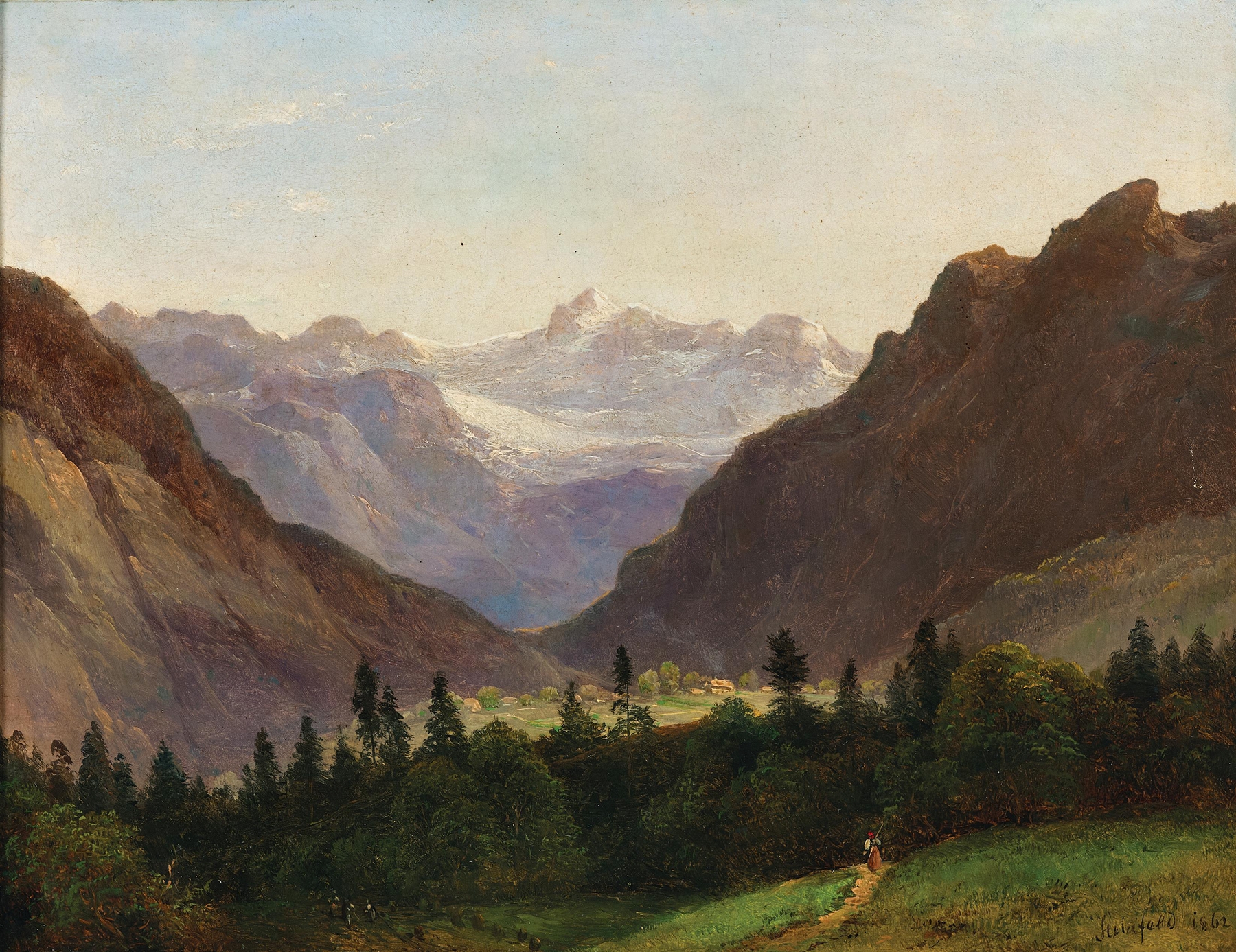 Landscape of Dachstein Massif, oil on canvas by Franz Steinfeld