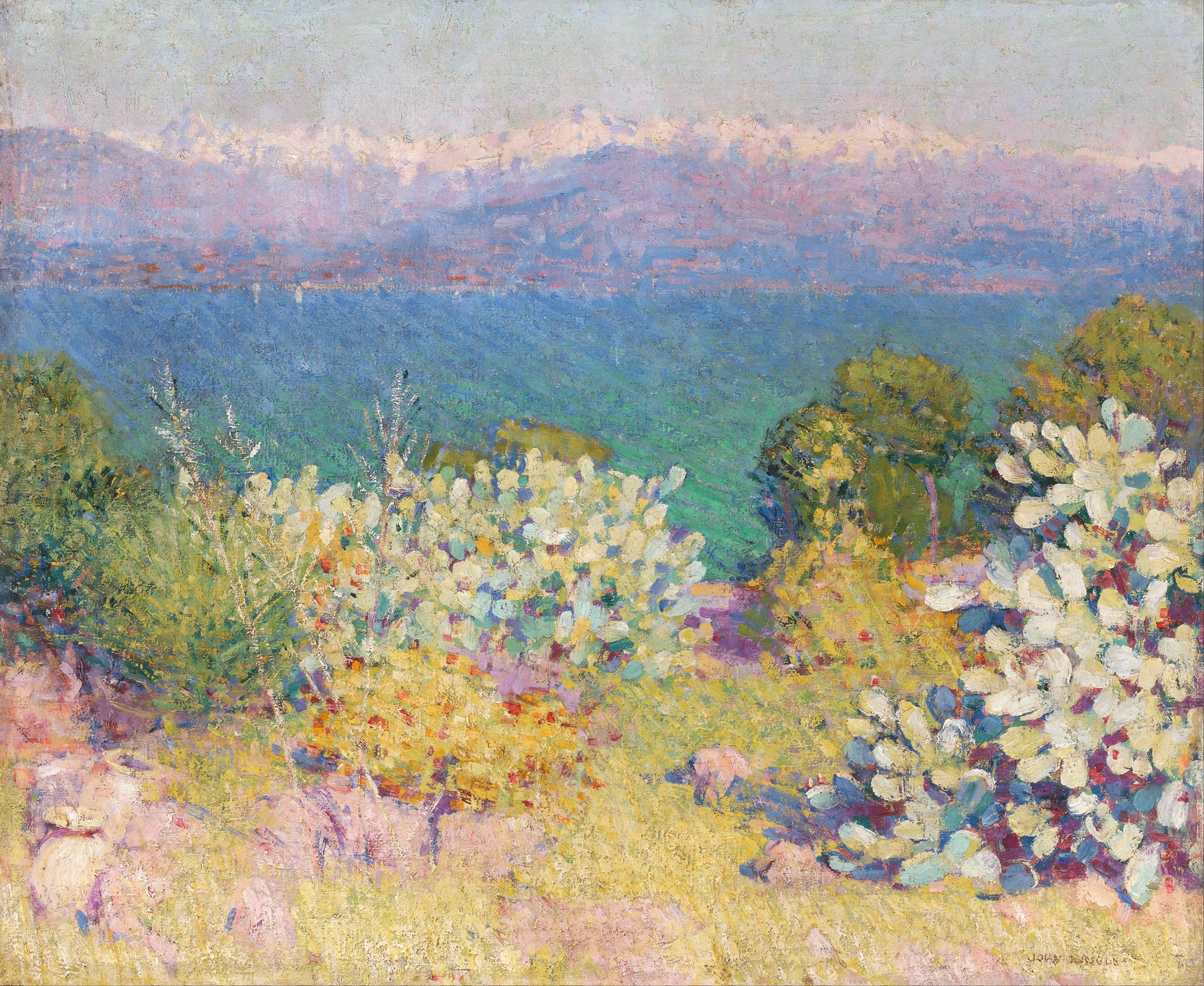 In the morning, Alpes Maritimes from Antibes by John Peter Russell, oil painting