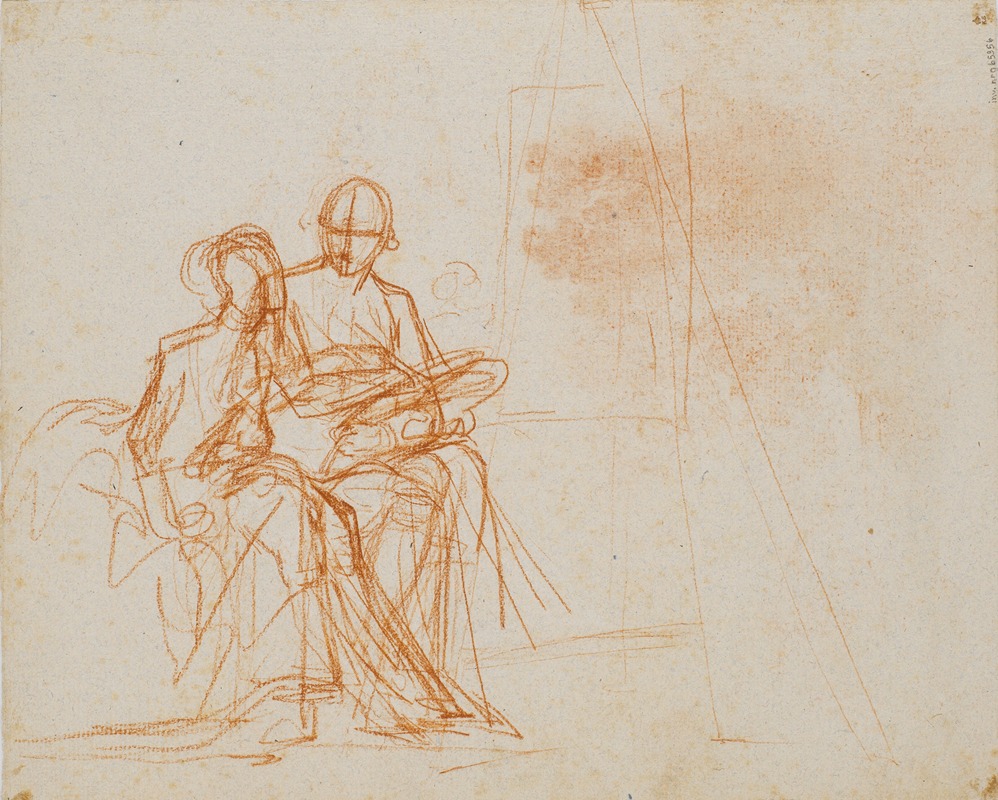 A portrait sketch of the artist Jens Juel and his wife Rosine.