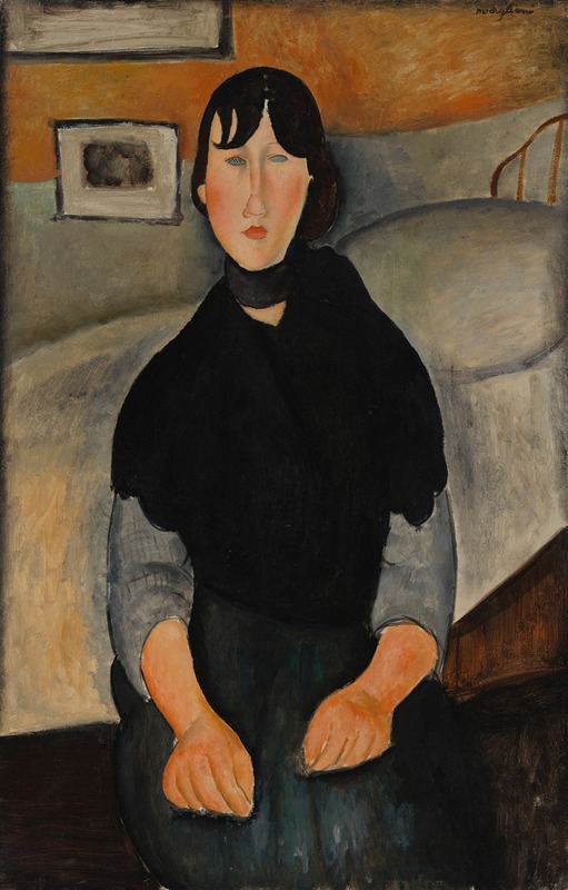 Amedeo Modigliani's 'Young Woman of the People' features a stylized portrait of a young woman.