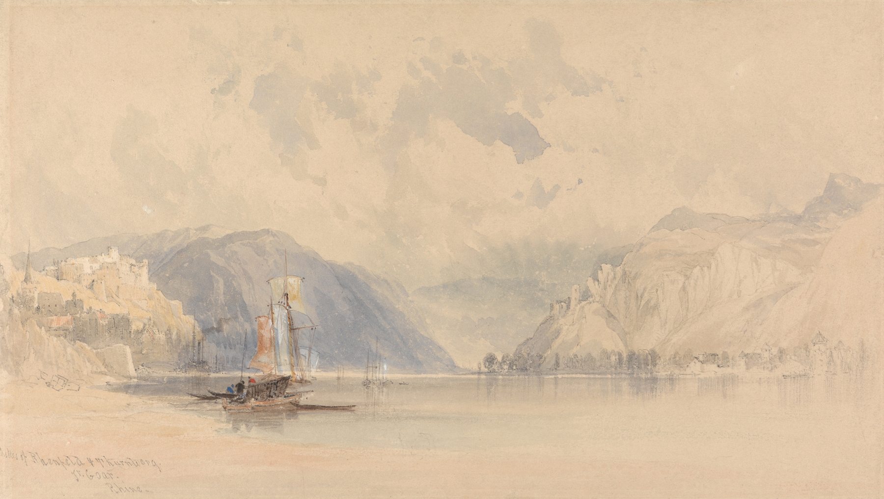 Castles of Rheinfels and Thurnberg on the Rhine, by Clarkson Stanfield, public domain