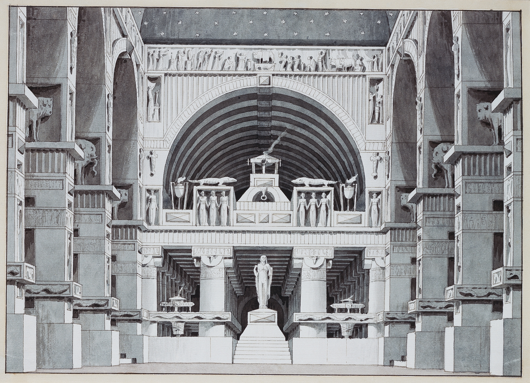 Indian Traditional artwork by Giorgio Fuentes depicting a temple with intricate carvings