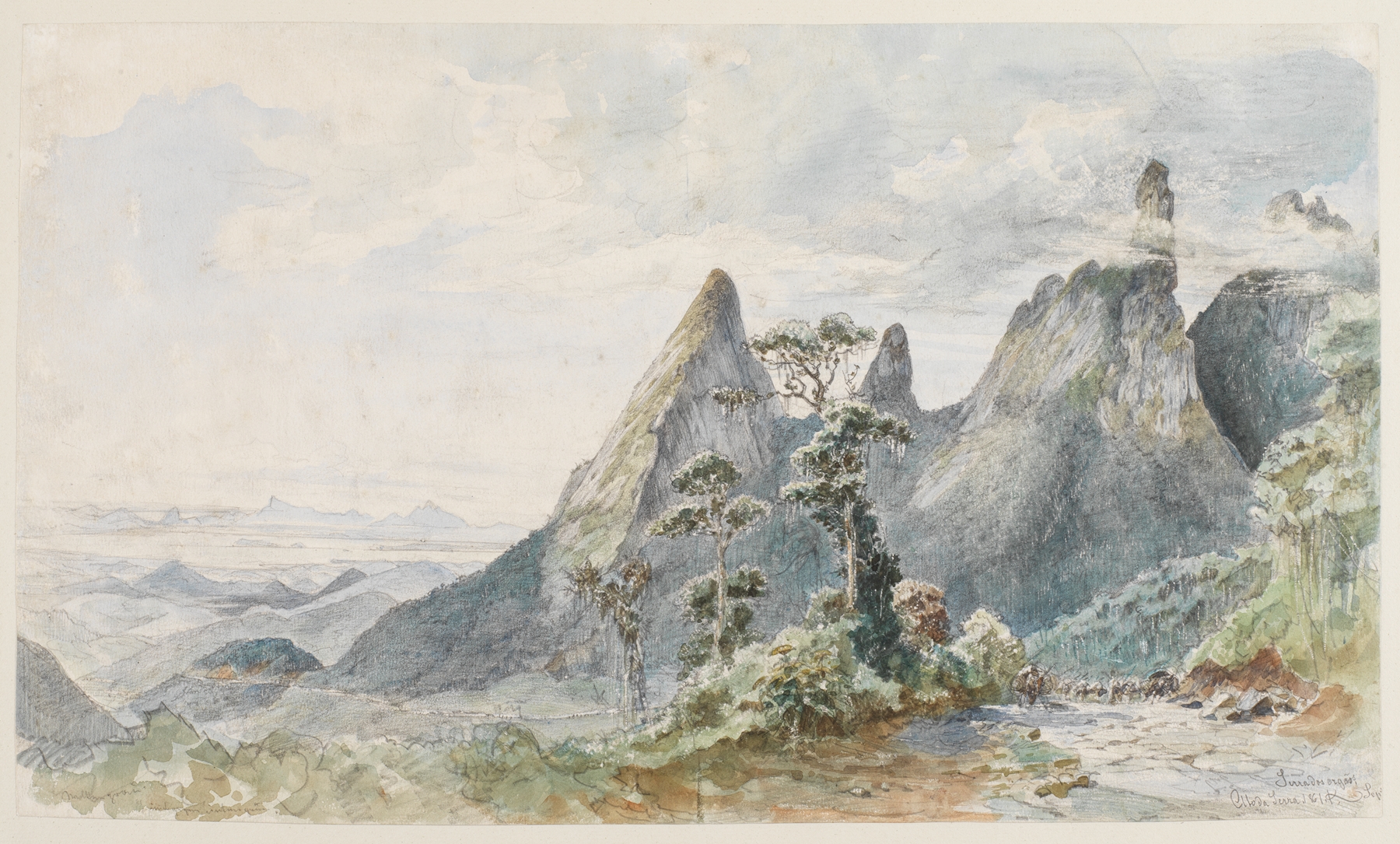 Landscape of Orgelgebirge mountains, oil painting by Ferdinand Keller
