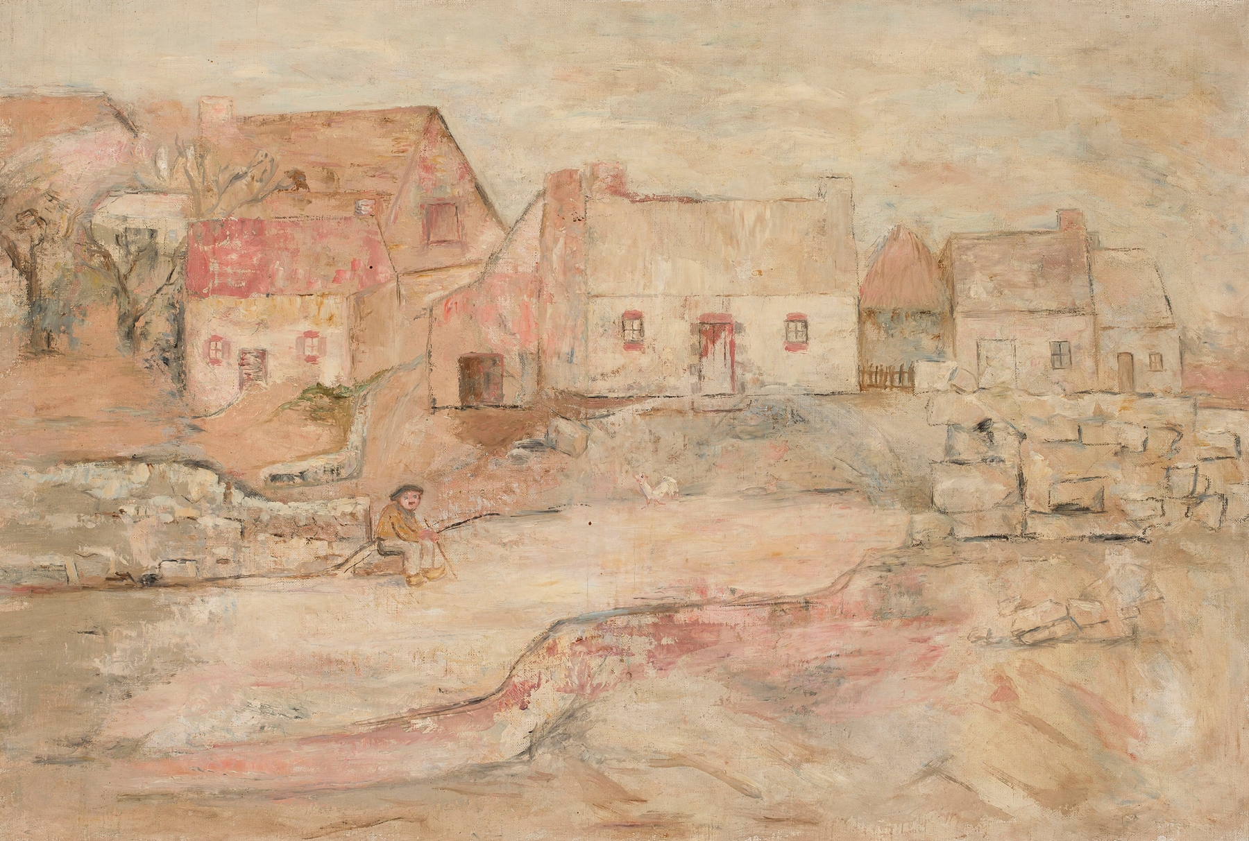 Pejzaż bretoński z siedzącym człowiekiem, by Tadeusz Makowski, public domain