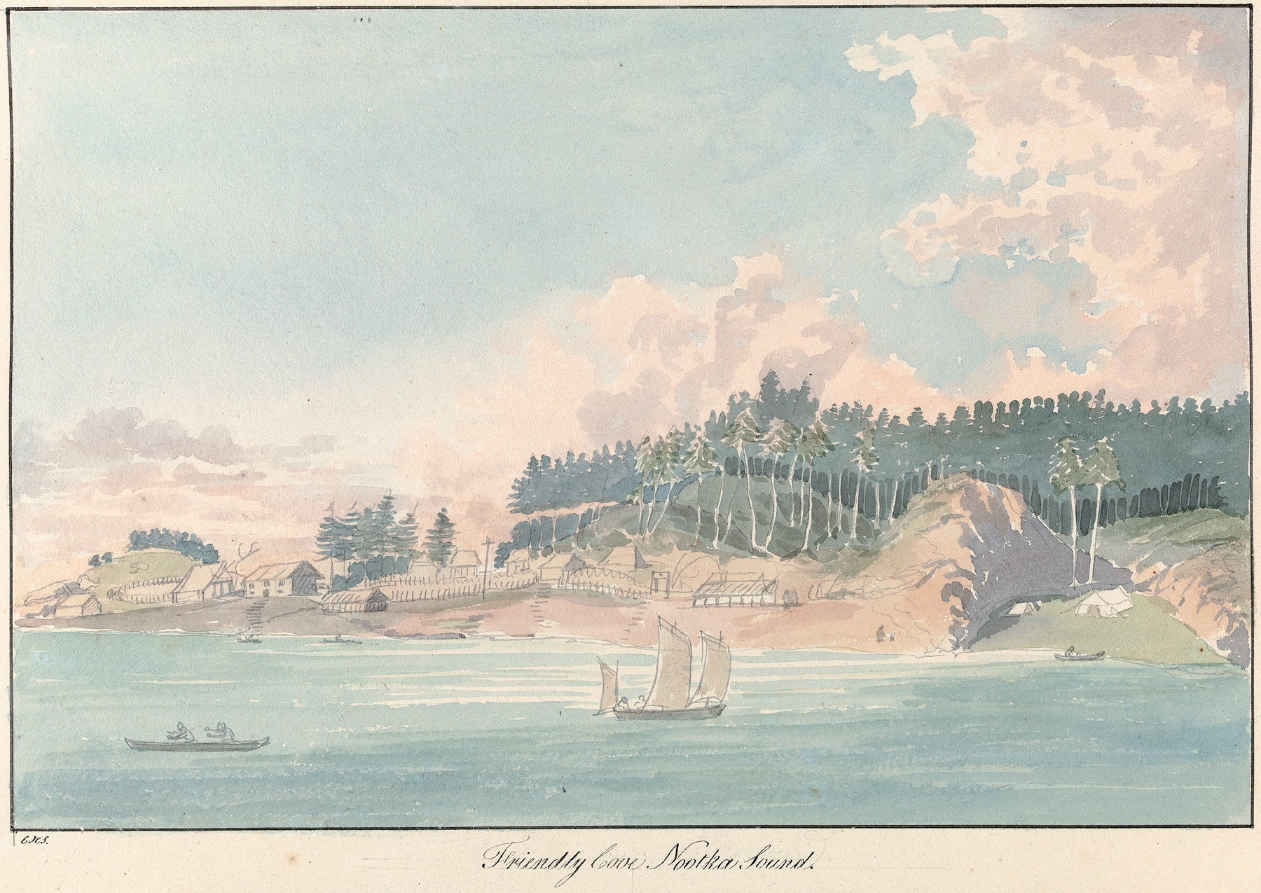 Friendly Cove, Nootka Sound by Charles Hamilton Smith, watercolor on paper