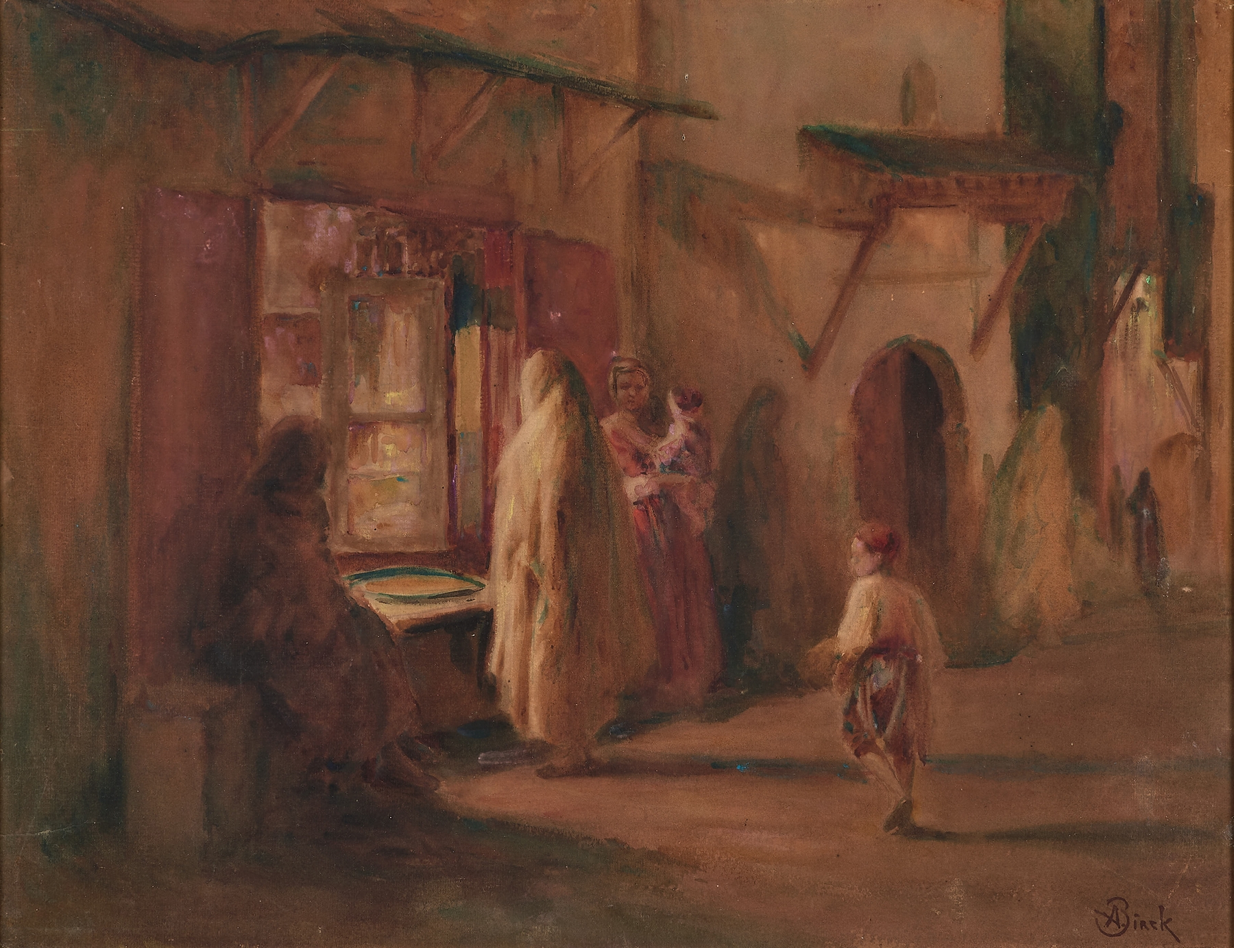 Landscape depicting La Casbah by Alphonse Birck, oil painting