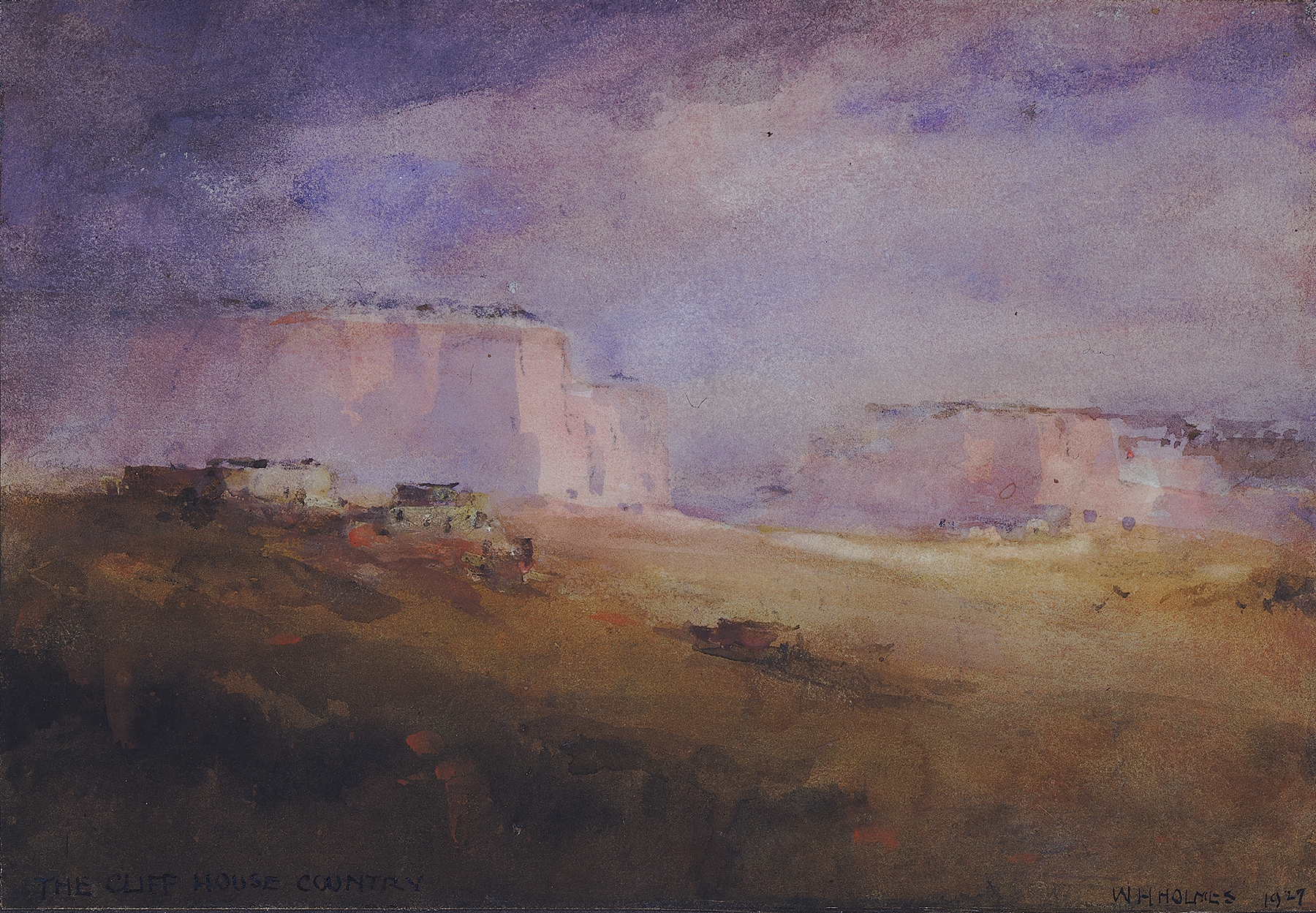 Landscape of cliffs and ocean by William Henry Holmes, 1929, Modernism