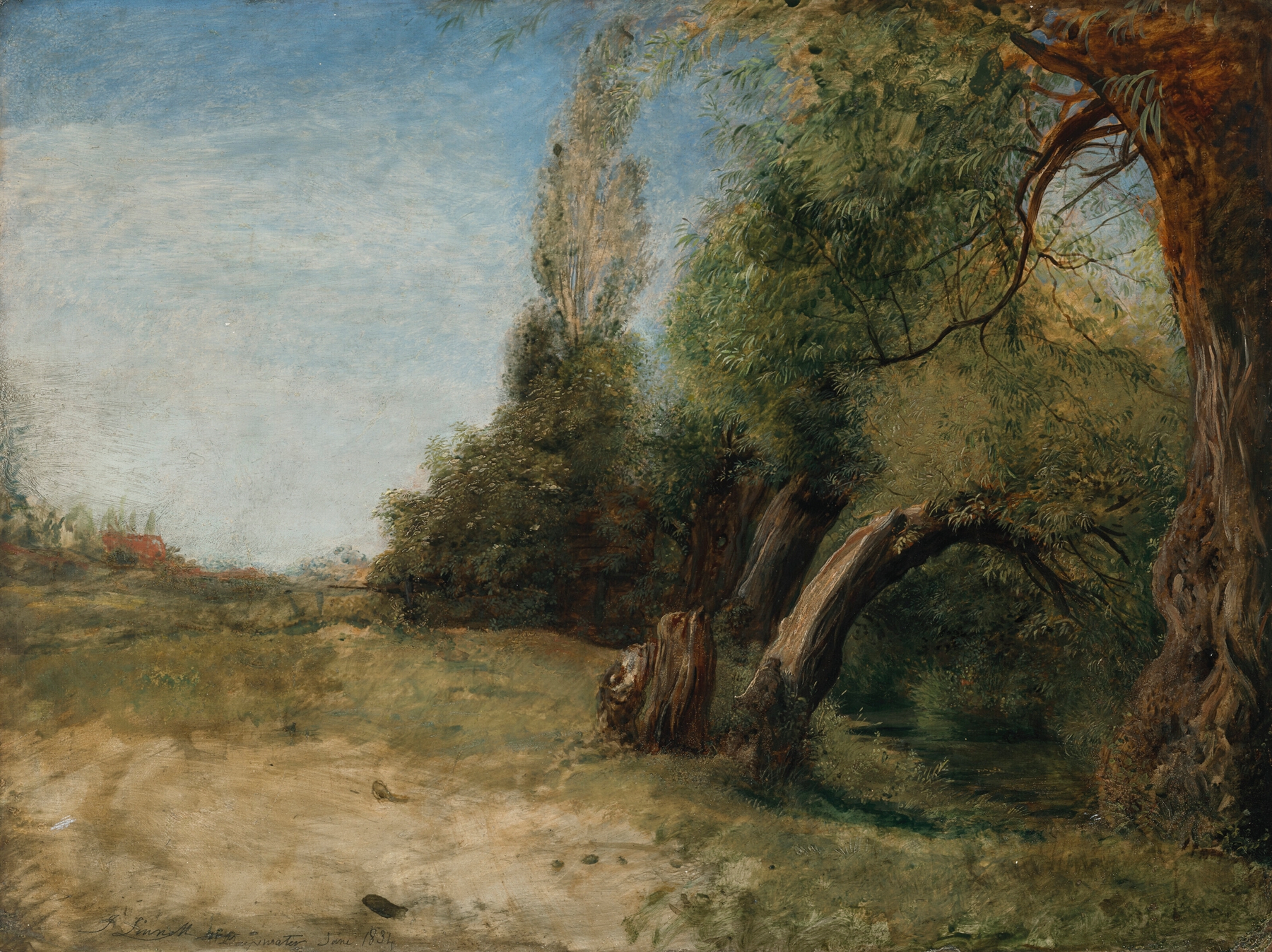 Elm Lane with Bayswater Stream beside, by John Linnell, public domain