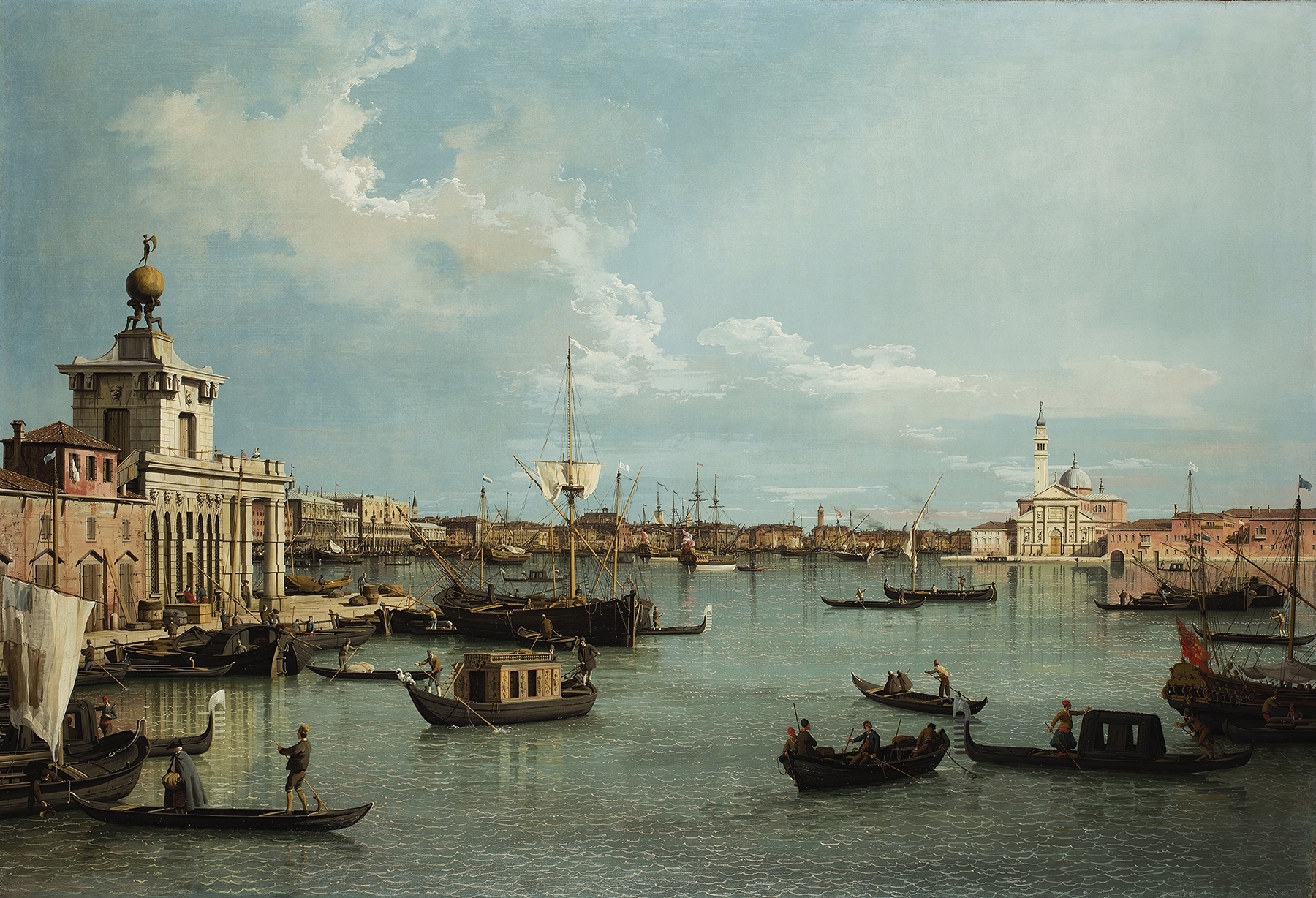 Venice, the Bacino di San Marco from the Canale della Giudecca, by Canaletto, public domain