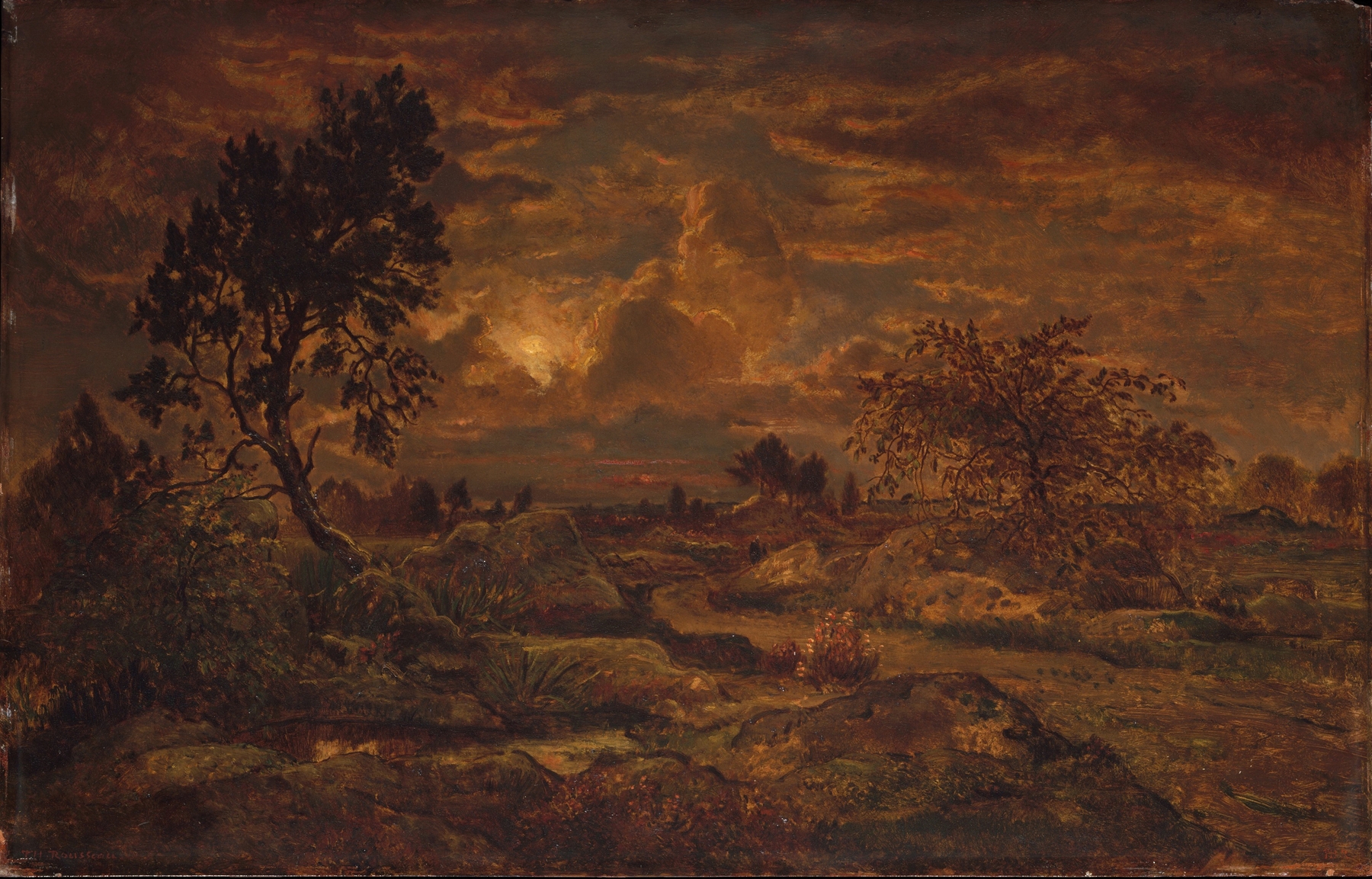 Sunset near Arbonne, oil on canvas by Théodore Rousseau