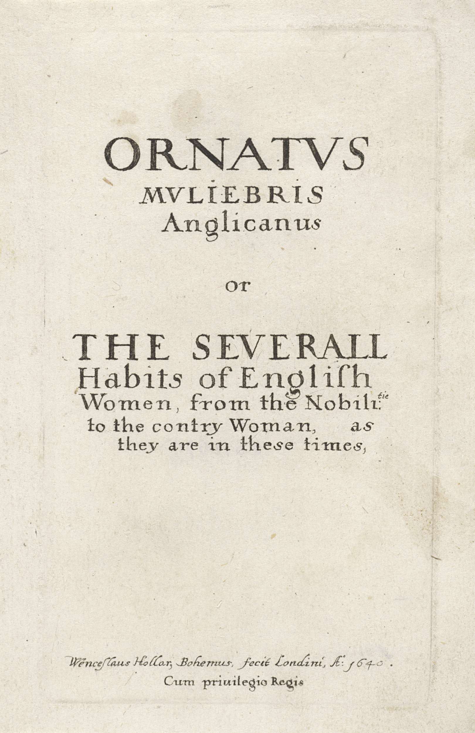 Titelprent voor: Ornatus Muliebris Anglicanus, by Wenceslaus Hollar, public domain