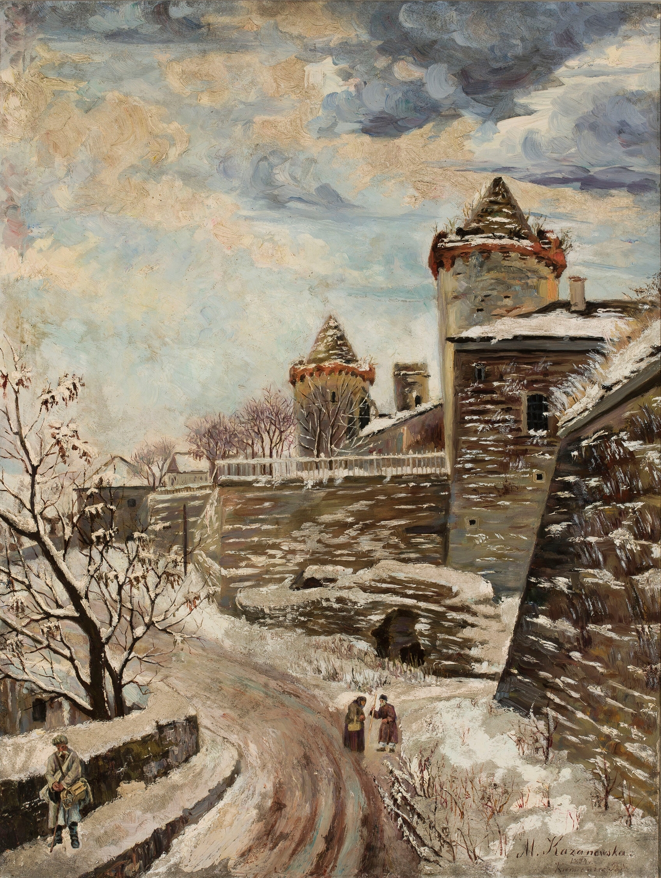 Fortress against a violet sky in a Post-Impressionism style by Maria Klass-Kazanowska