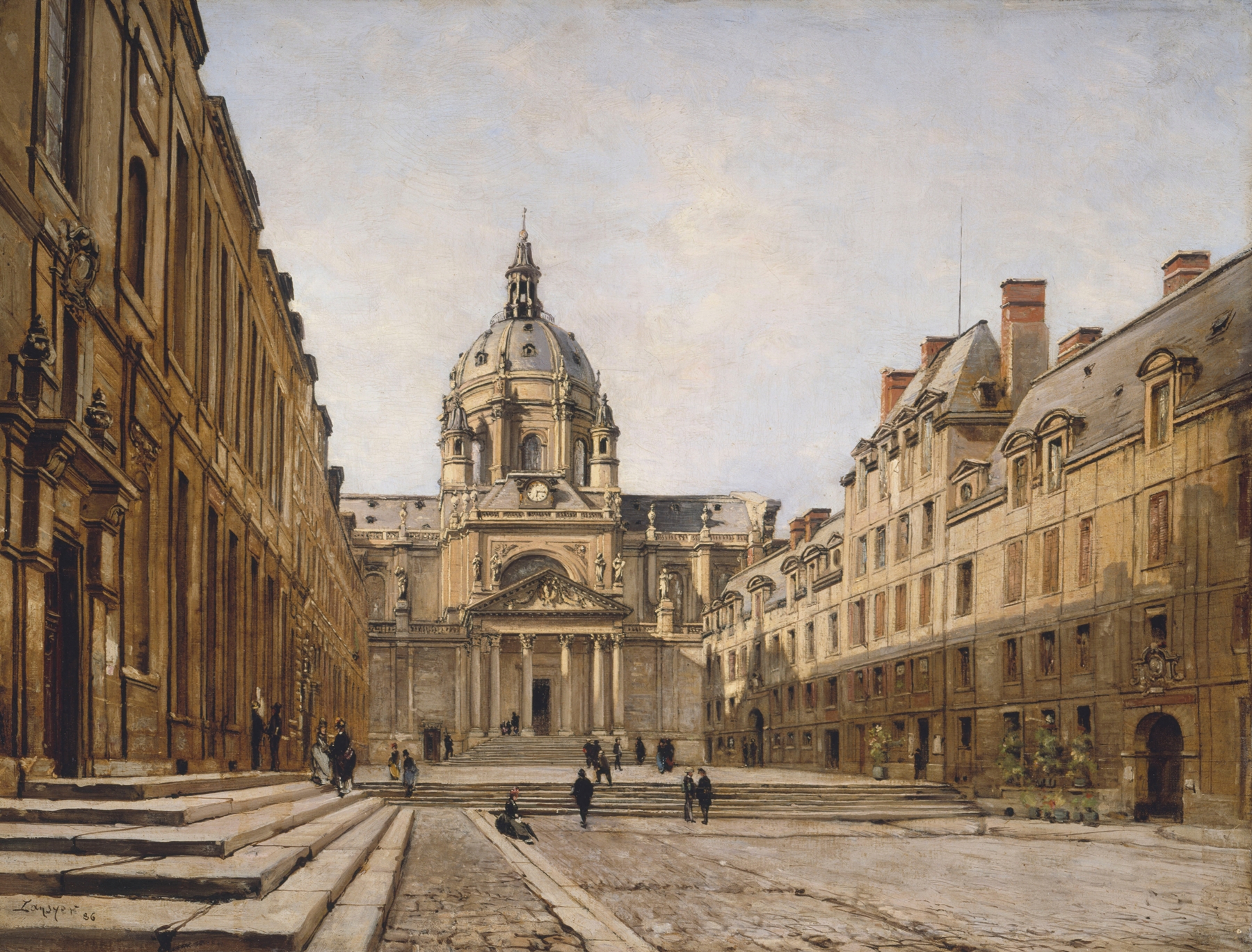 La Cour de l’ancienne Sorbonne by Emmanuel Lansyer, oil on canvas depicting a weathered stone archway.