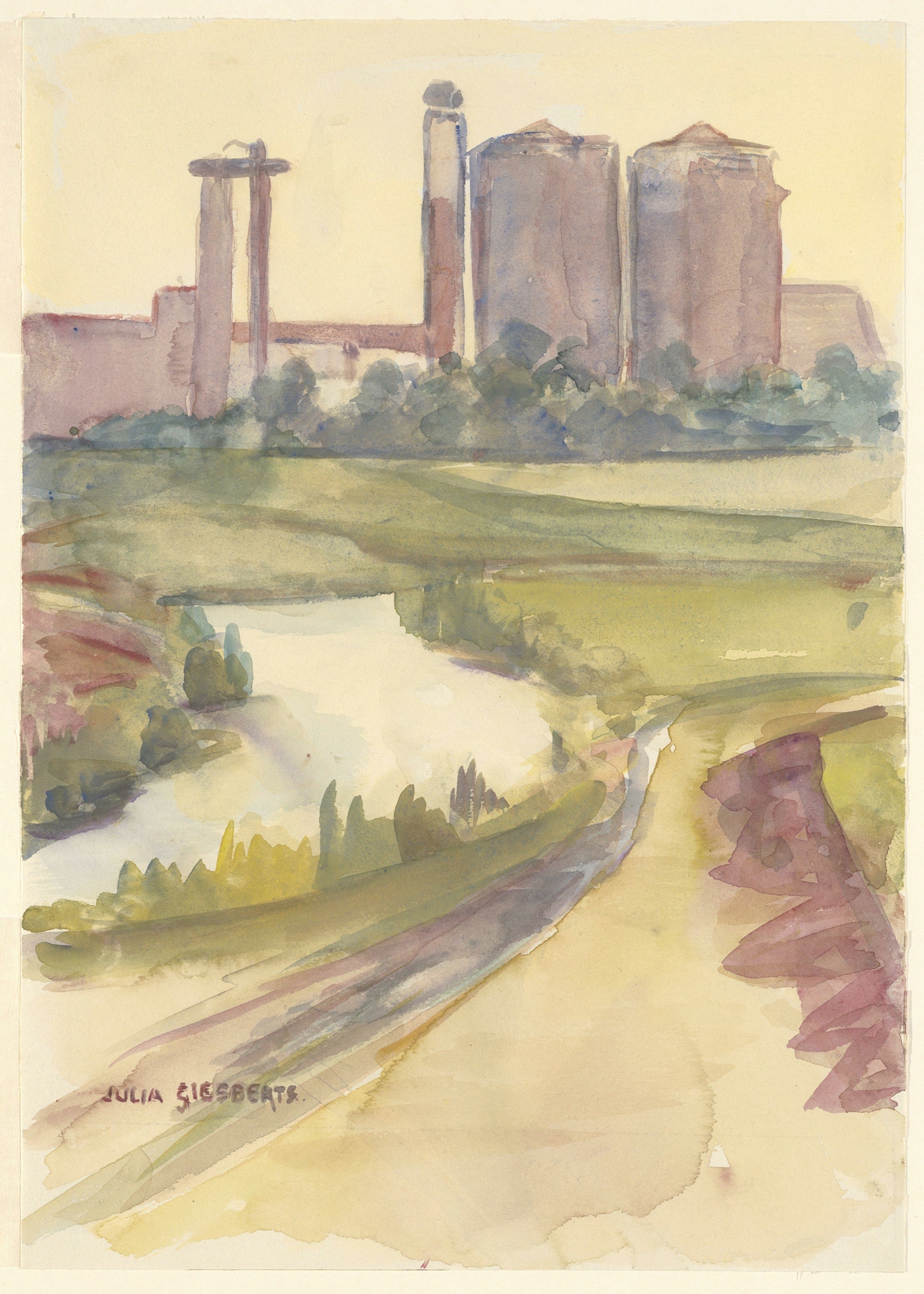 Landscape by Julia Giesberts, expressionism, depicting vibrant hues and frenetic brushwork