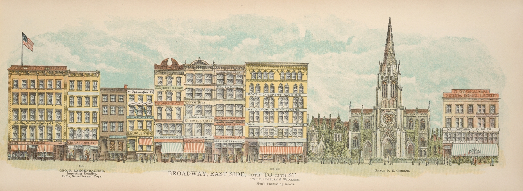 Landscape depicting Broadway, East Side, 1899 by Mail & Express