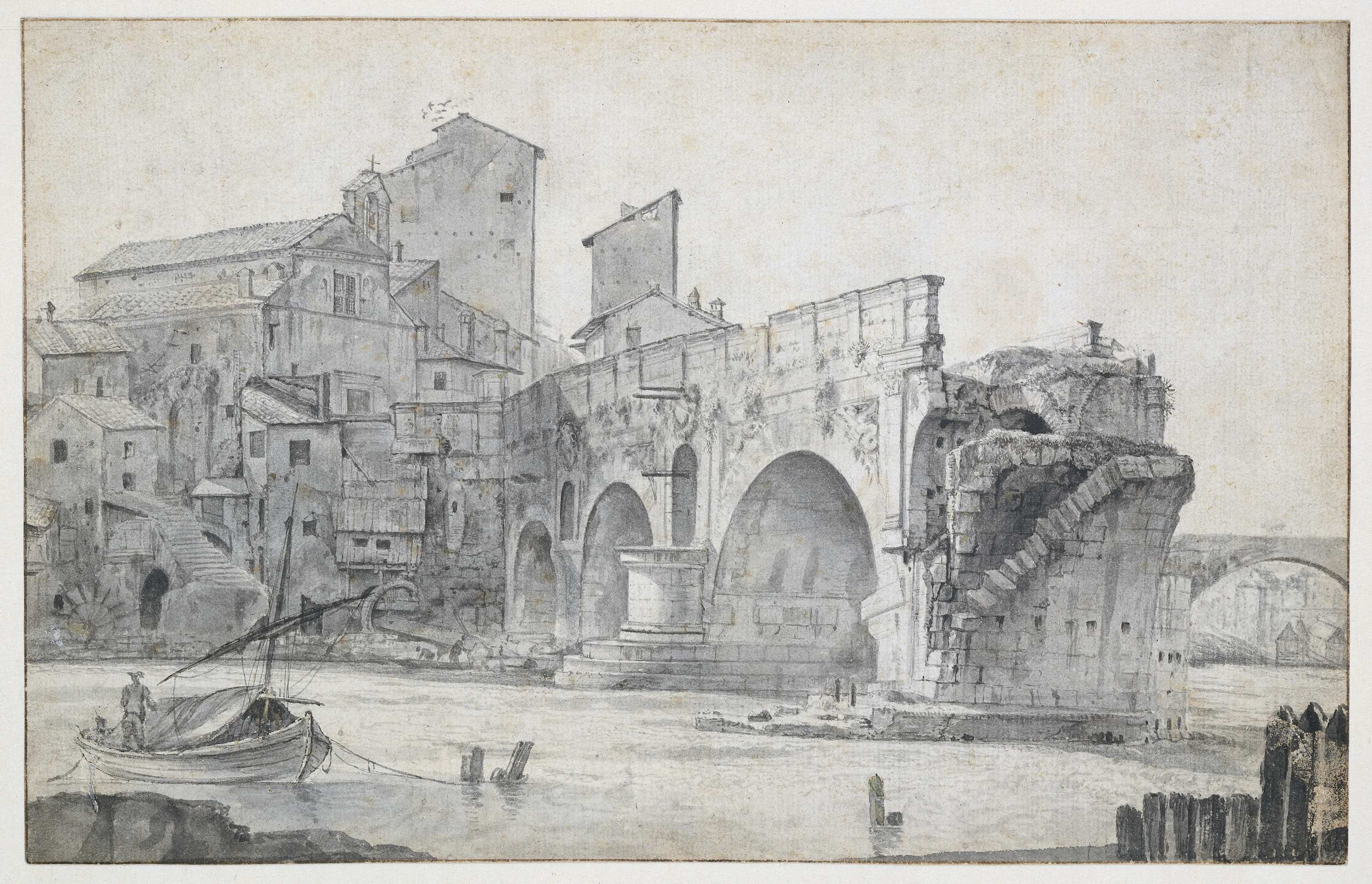 View of the Ponte Rotto in Rome, Seen from the East, by Jan Asselijn, public domain
