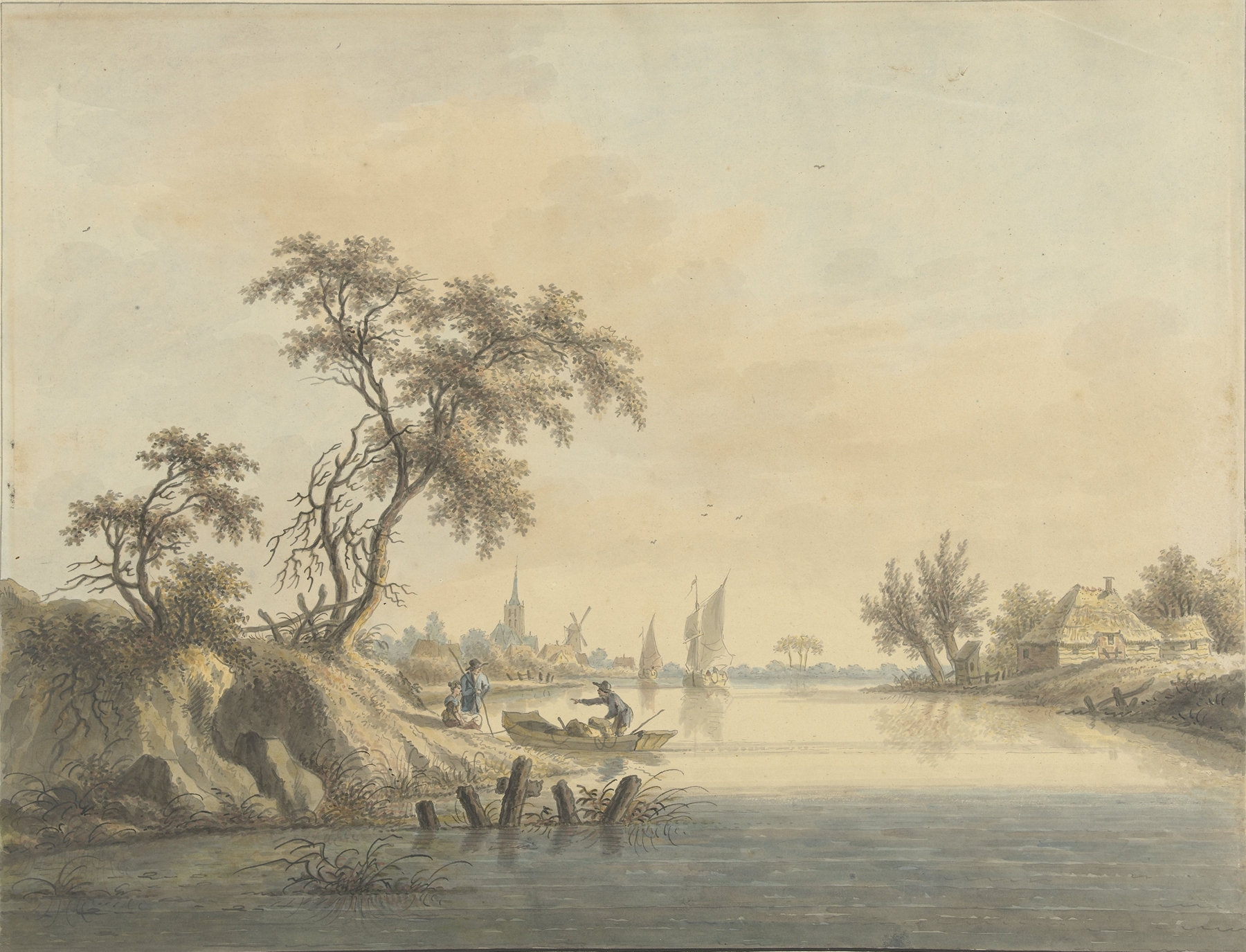 Landscape of Elst village by Nicolaas Wicart, oil on canvas