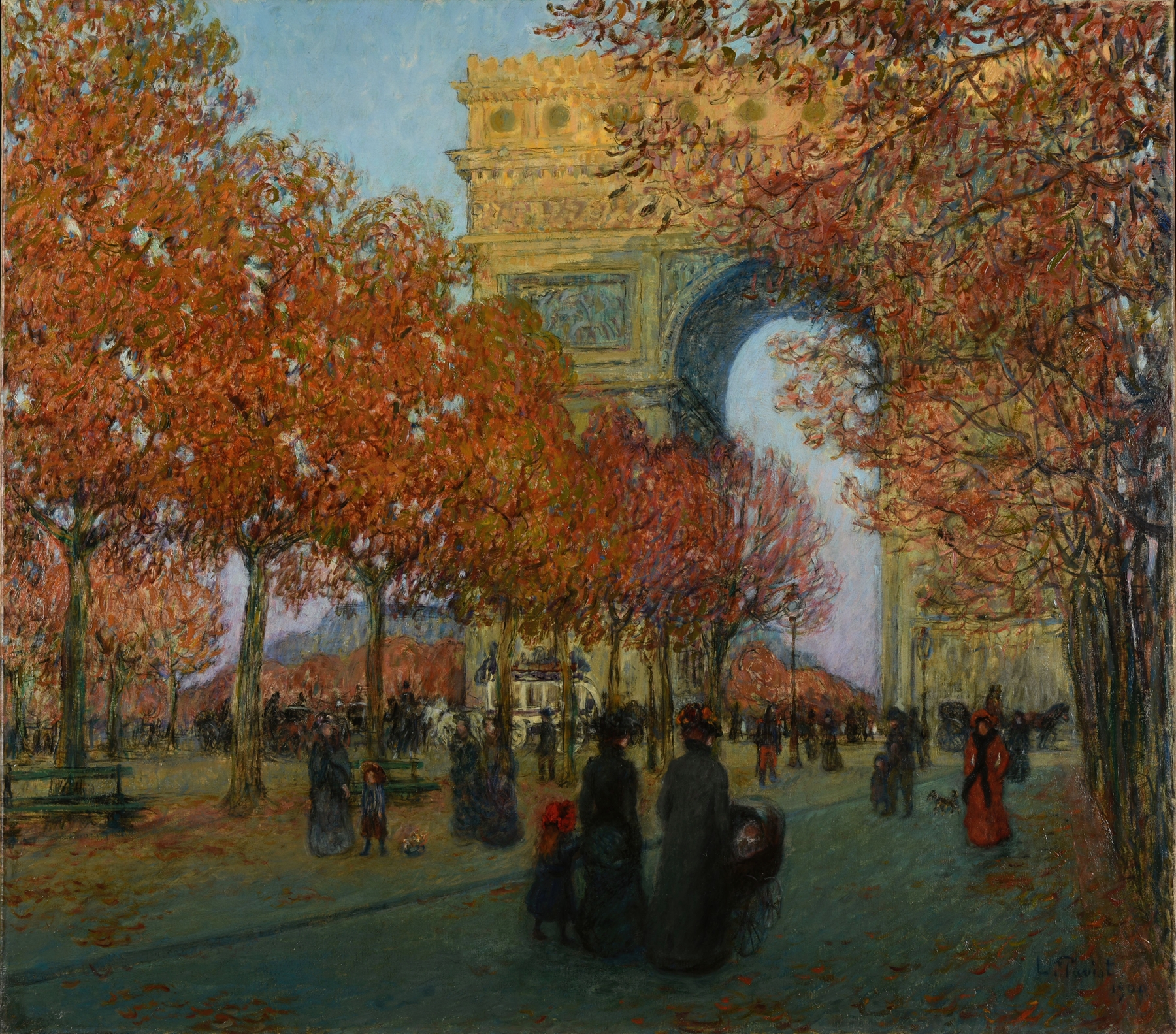 L’Arc de Triomphe de l’Étoile by Louis Paviot, oil on canvas showing an architectural monument.