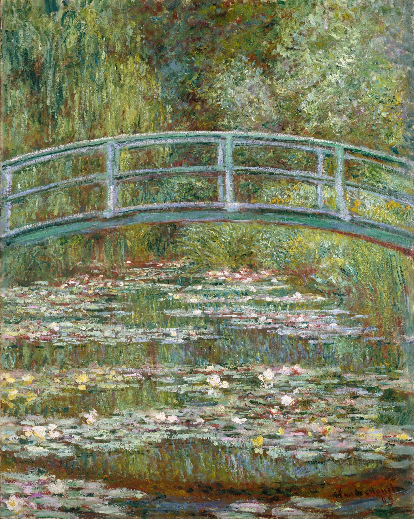 Bridge over a Pond of Water Lilies, by Claude Monet, public domain
