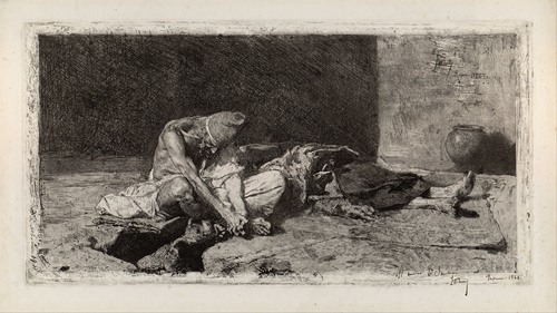 A poignant scene of an Arab man mourning over a fallen friend.
