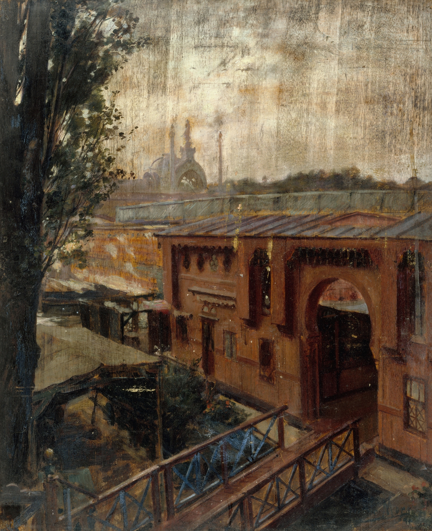 Les bains Deligny, au quai d’Orsay by Victor Marec, Impressionism, depicting figures enjoying the Seine.