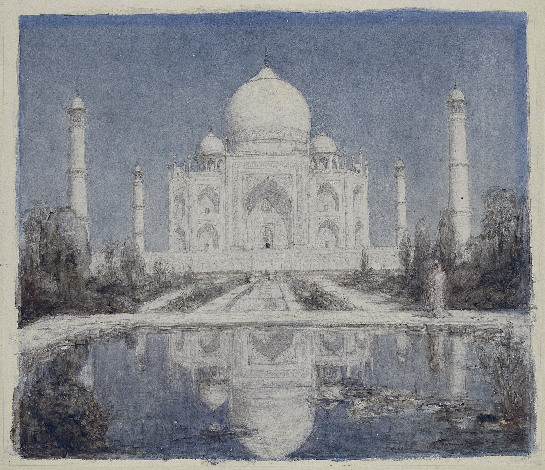 Taj Mahal bij maanlicht, by Marius Bauer, public domain
