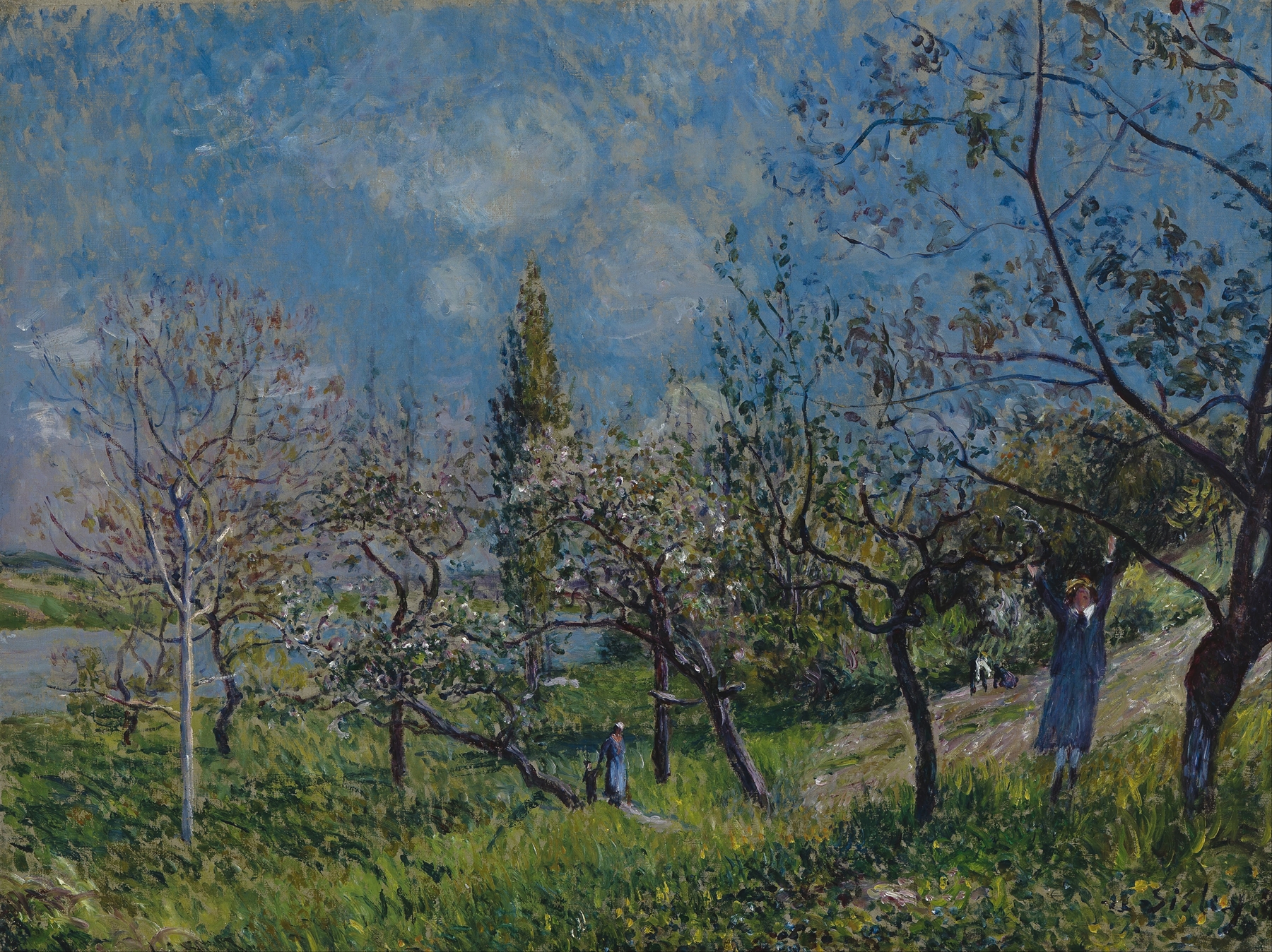 Orchard in Spring, by Alfred Sisley, public domain