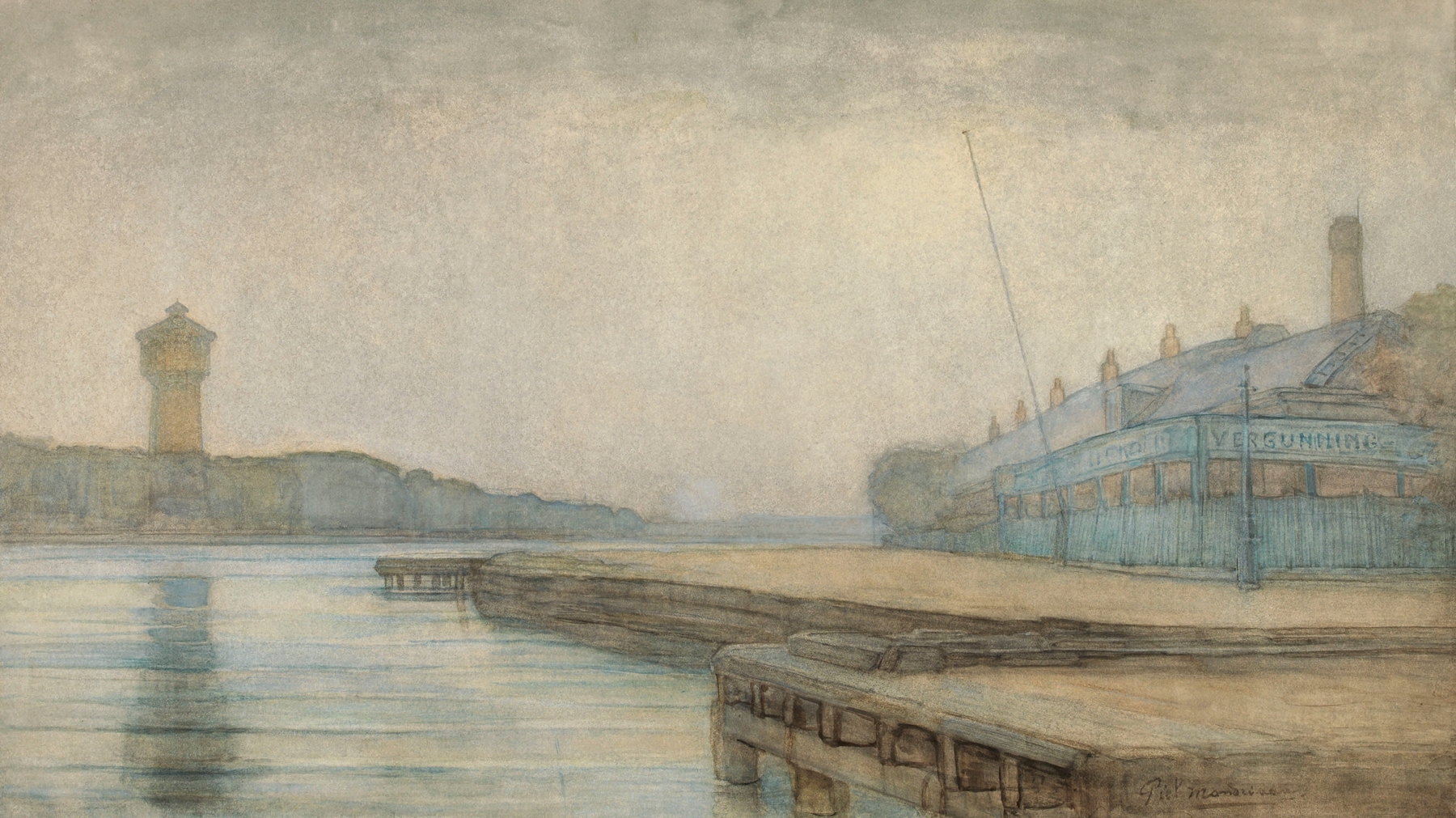 Amstel, Café ‘t Vissertje II, by Piet Mondrian, public domain