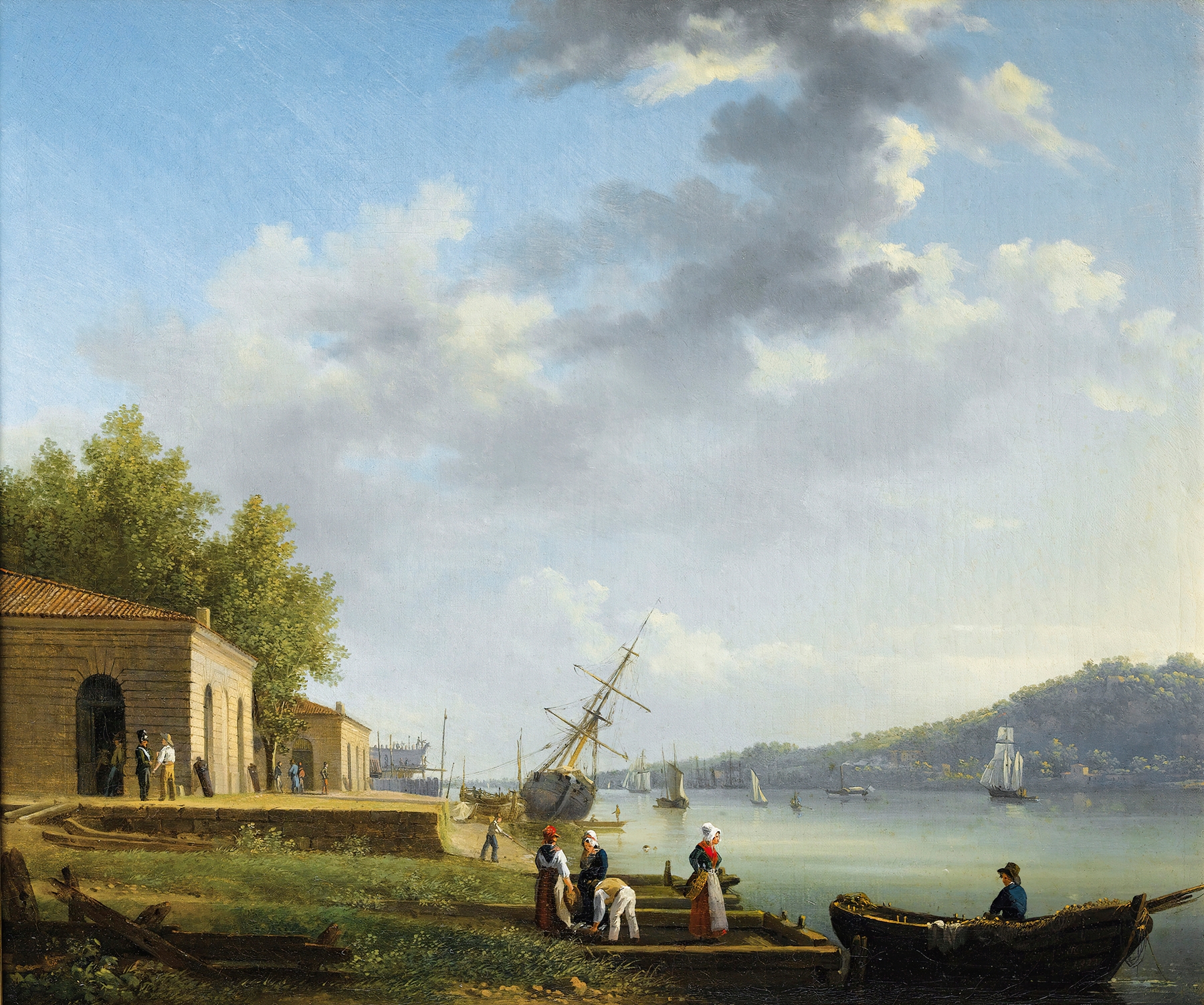 Landscape of Bordeaux with hills and river, oil on canvas by Jacques-Raymond Brascassat