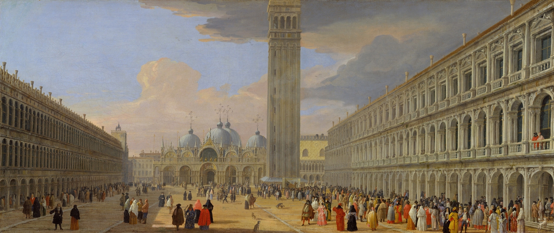 Piazza San Marco, Venice, by Luca Carlevarijs, public domain