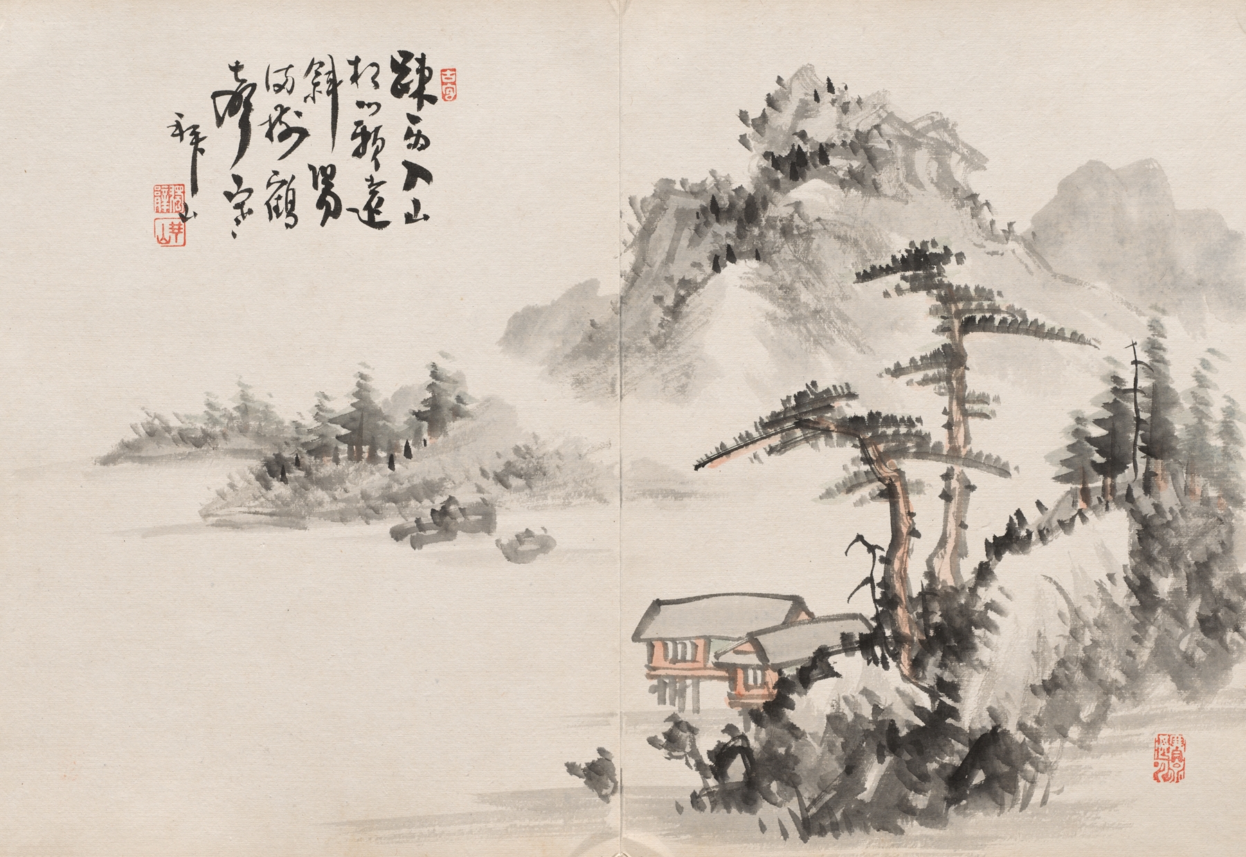 Ukiyo-e landscape by Yoshitsugu Haizan, late 1800s-early 1900s