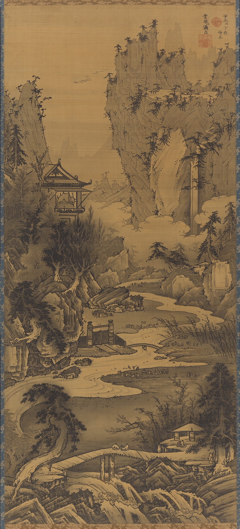Orchid Pavilion Gathering by Soga Shōhaku, Ukiyo-e, depicts figures gathered under a lush canopy.