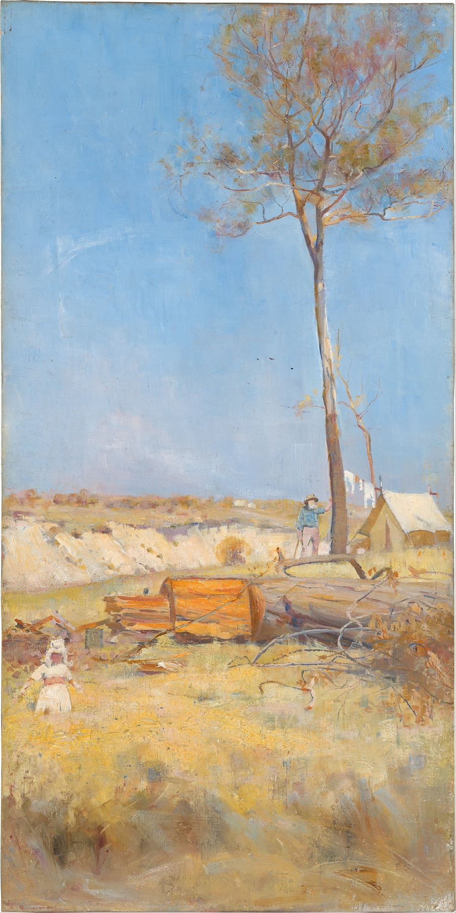 Genre scene depicting men under trees in sunlight by Charles Conder, oil painting