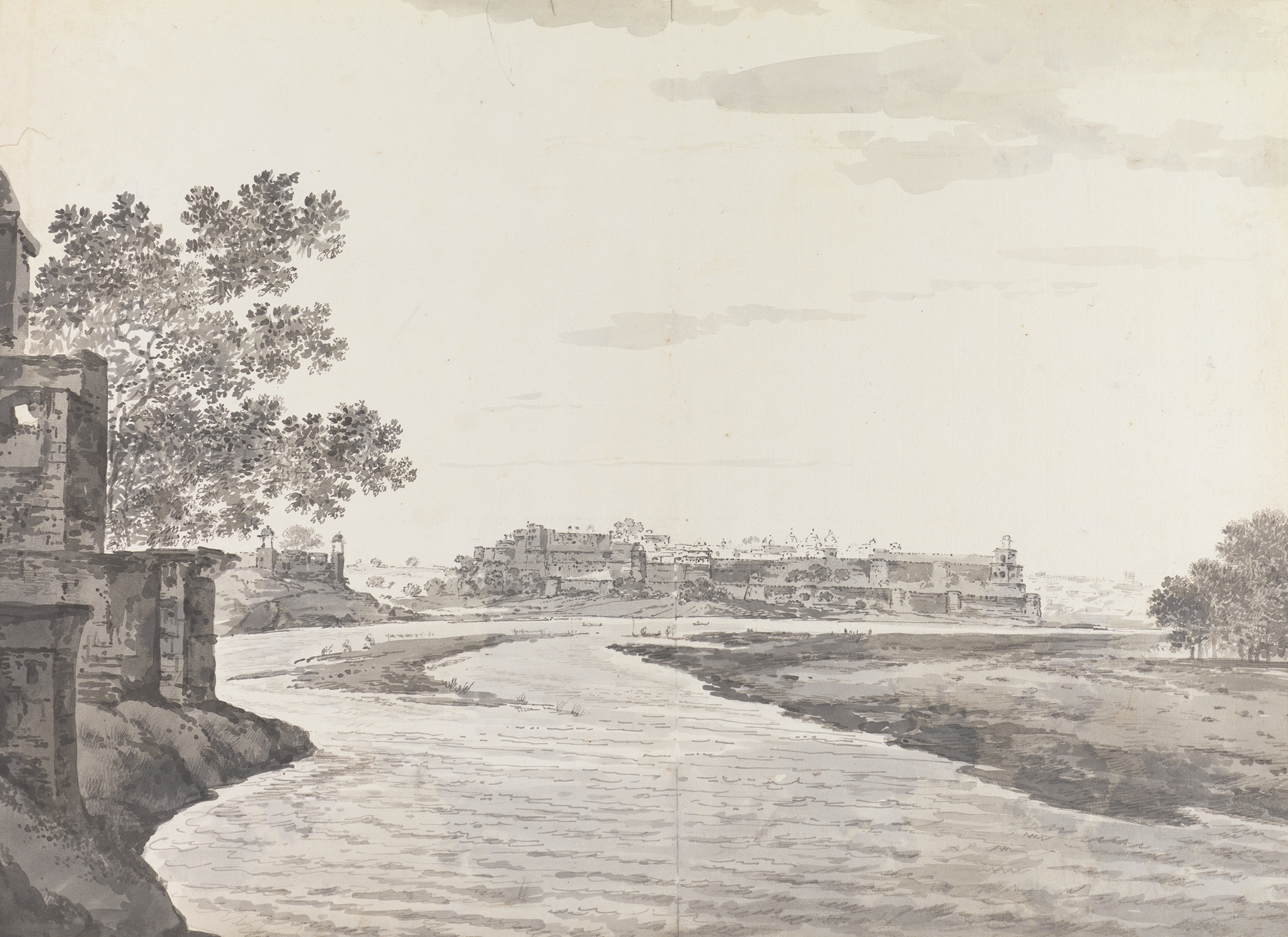 Drawing by William Hodges depicting a serene landscape, 1780-1788