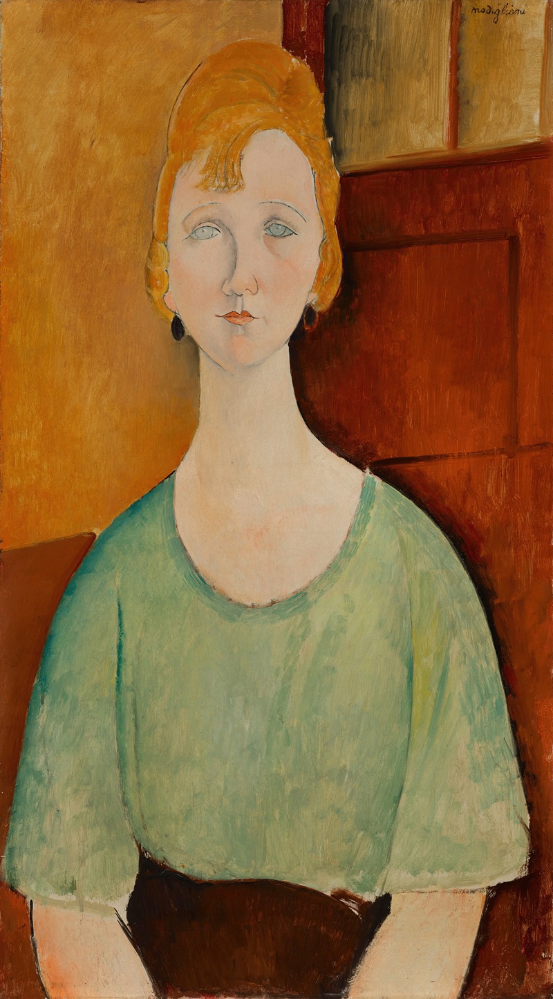 Amedeo Modigliani's 'Girl in a Green Blouse' features a young girl with distinctive elongated features.