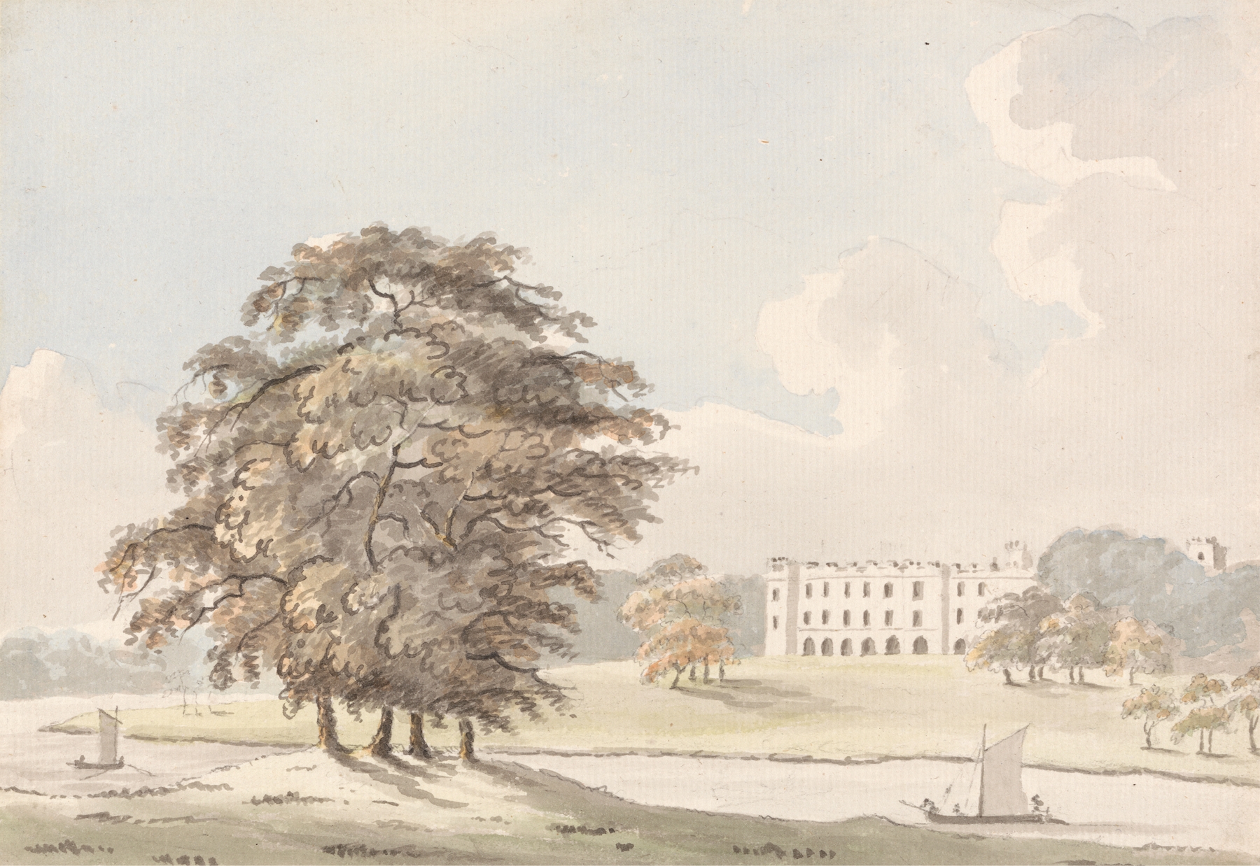 Landscape of the Thames with Sion House, oil painting by John Fisher