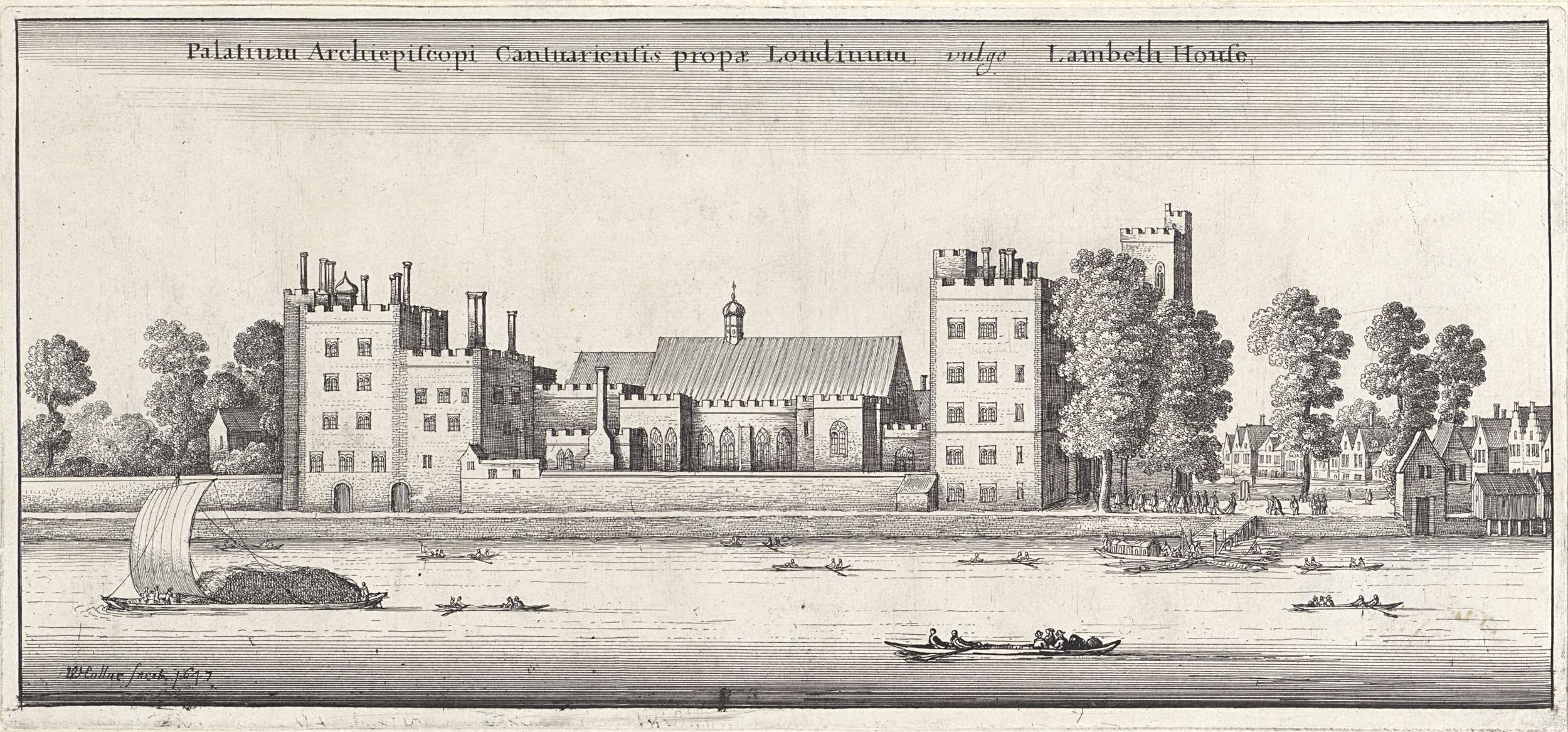Etching of Lambeth Palace by Wenceslaus Hollar, viewed from the Thames