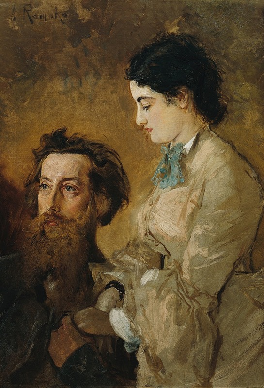 Portrait of sculptor Reinhold Begas with his wife Margarethe by Anton Romako.