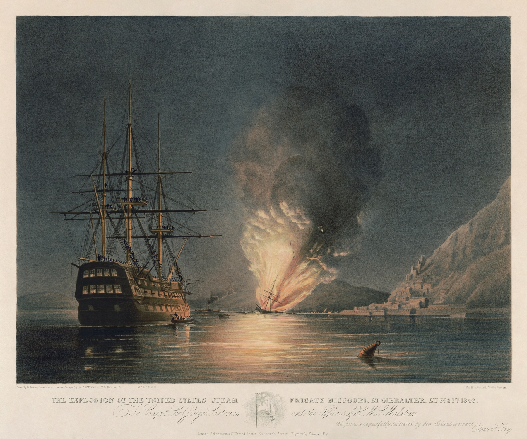 The Explosion of the United States Steam Frigate Missouri by Edward Duncan, medium unknown