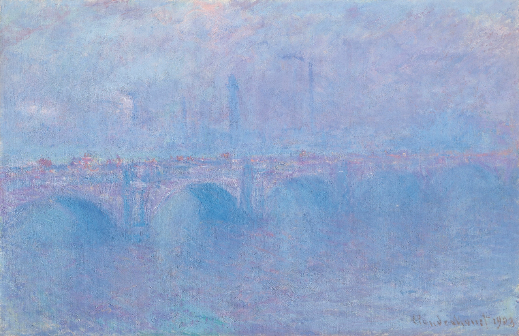 Waterloo Bridge, effet de brouillard, by Claude Monet, public domain