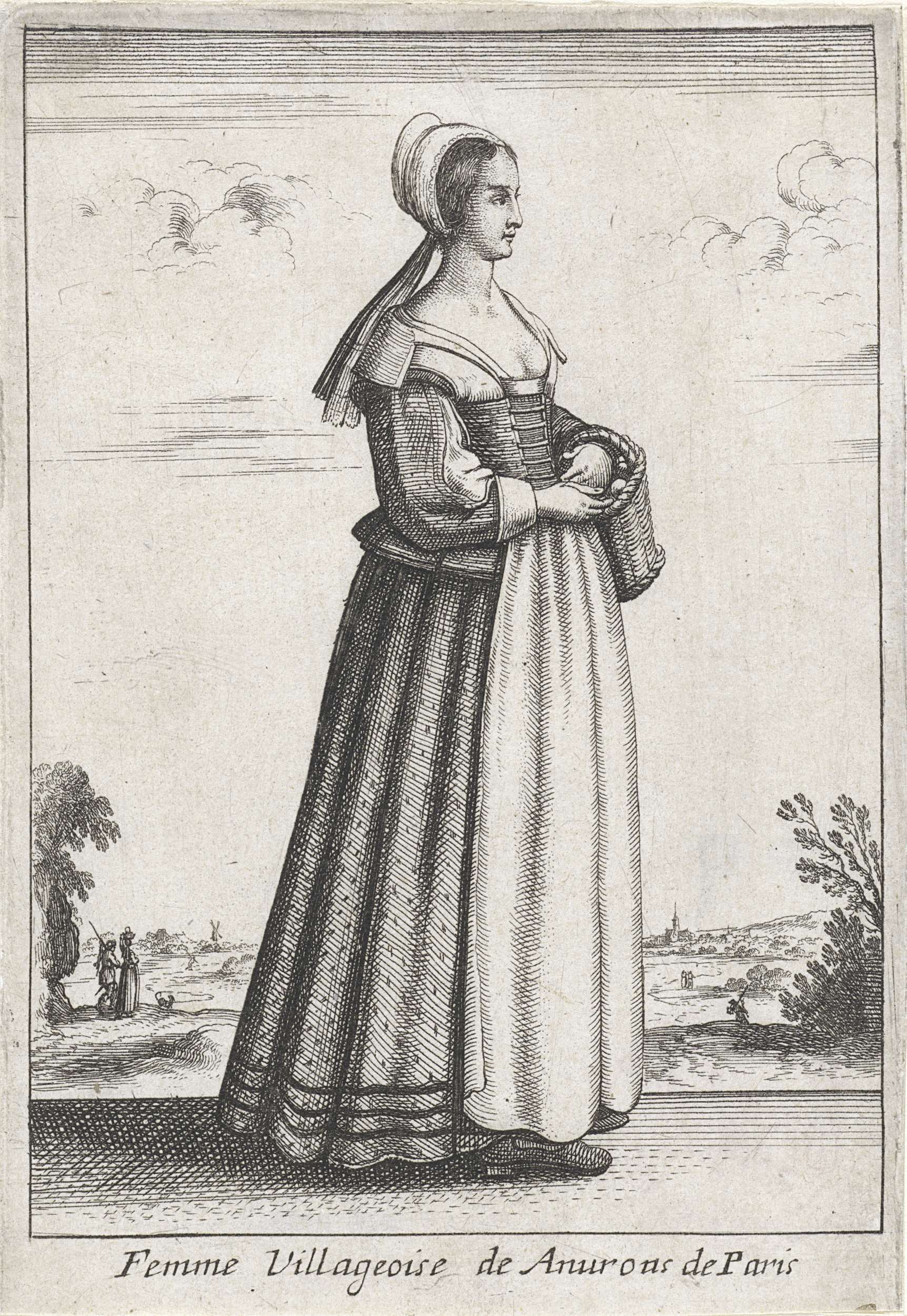 Portrait of a woman with a strong gaze, etching by Unknown Artist